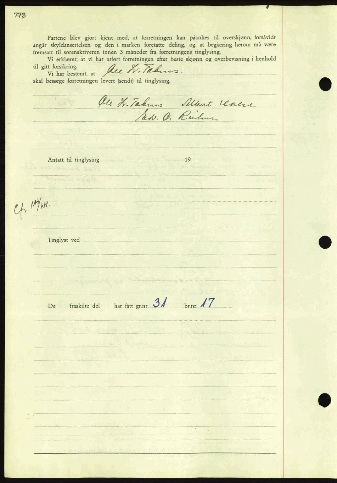 Nordmøre sorenskriveri, AV/SAT-A-4132/1/2/2Ca: Mortgage book no. A80, 1936-1937, Diary no: : 170/1937