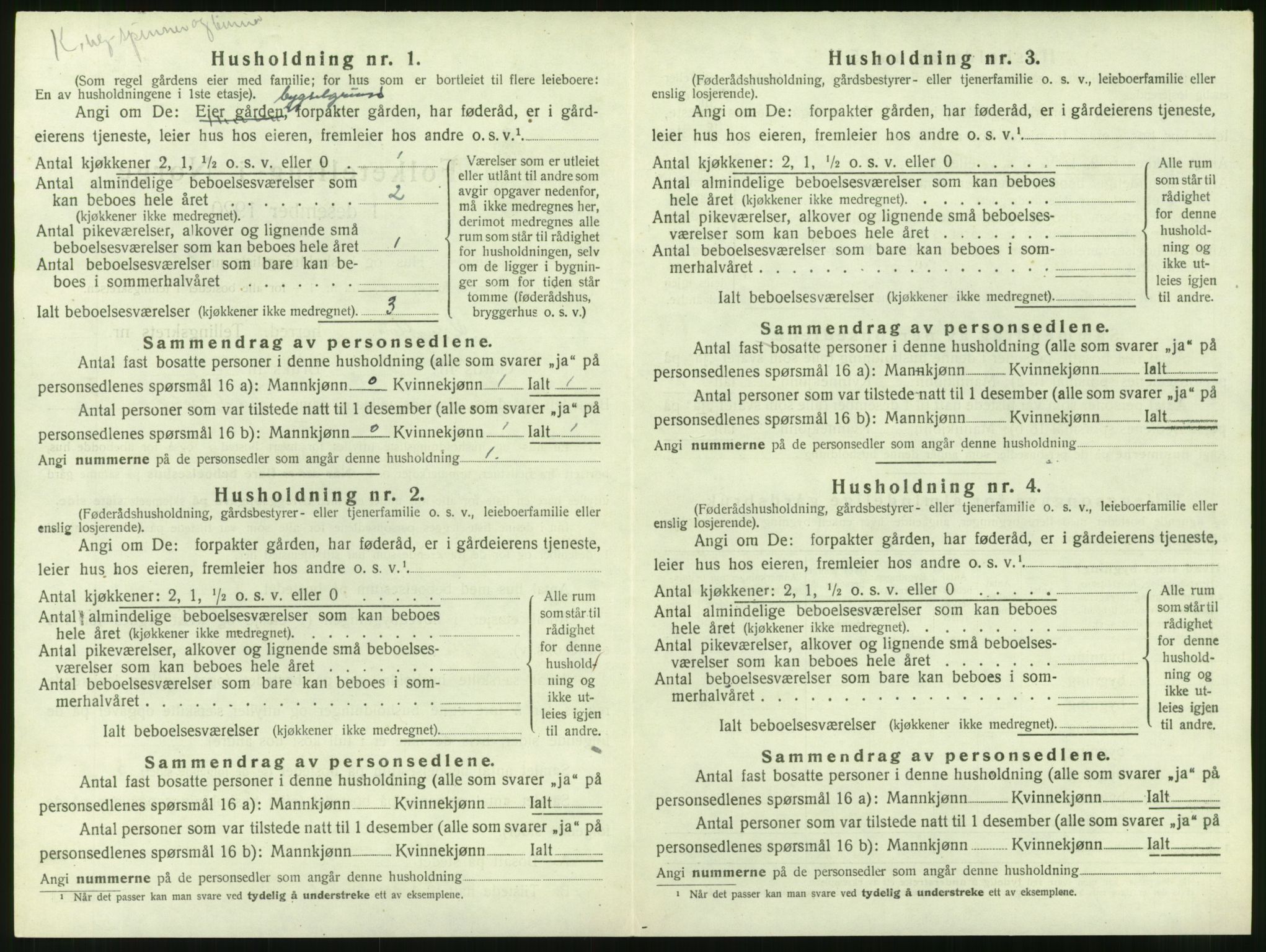 SAT, 1920 census for Grytten, 1920, p. 345