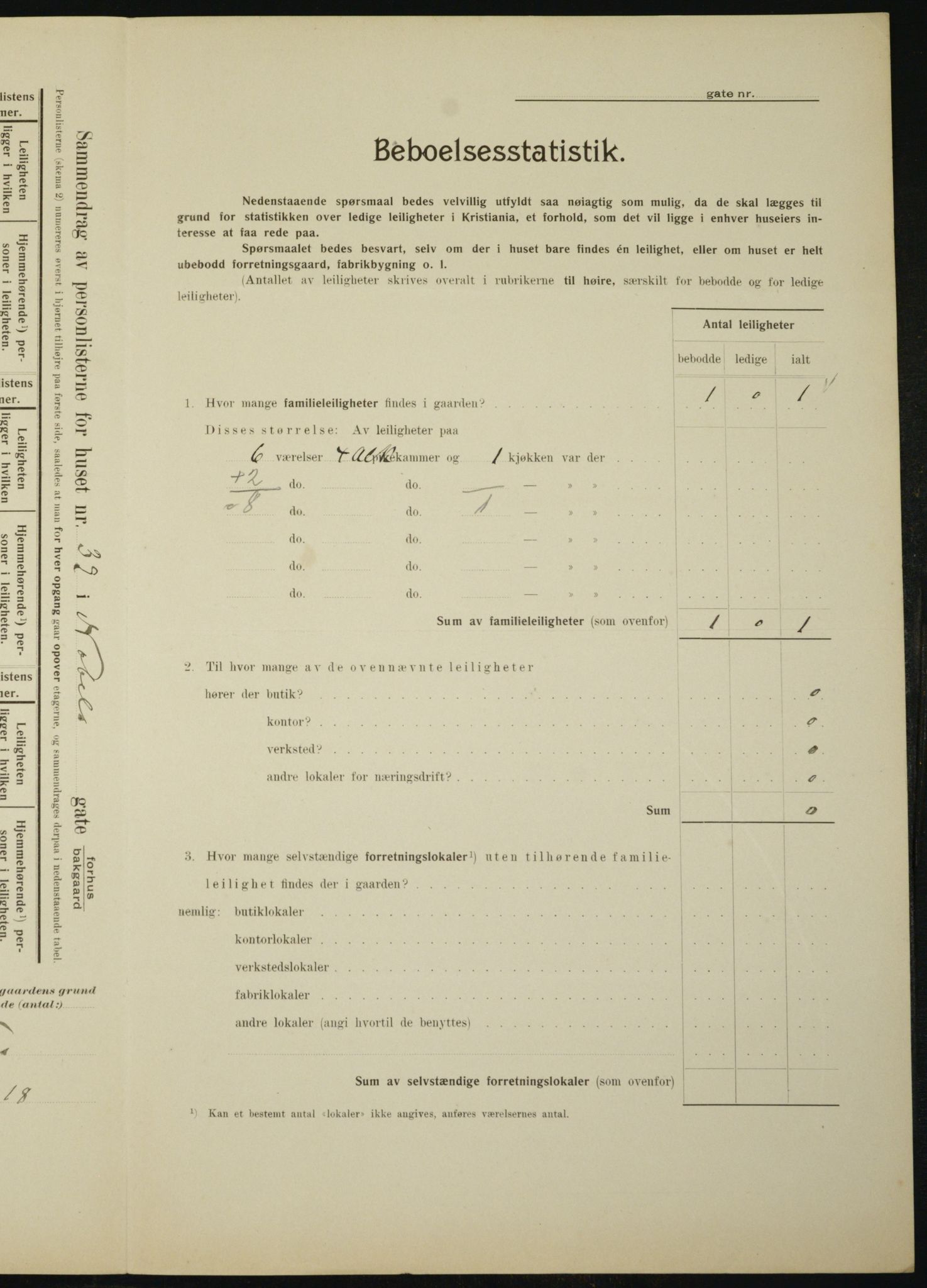 OBA, Municipal Census 1910 for Kristiania, 1910, p. 68900