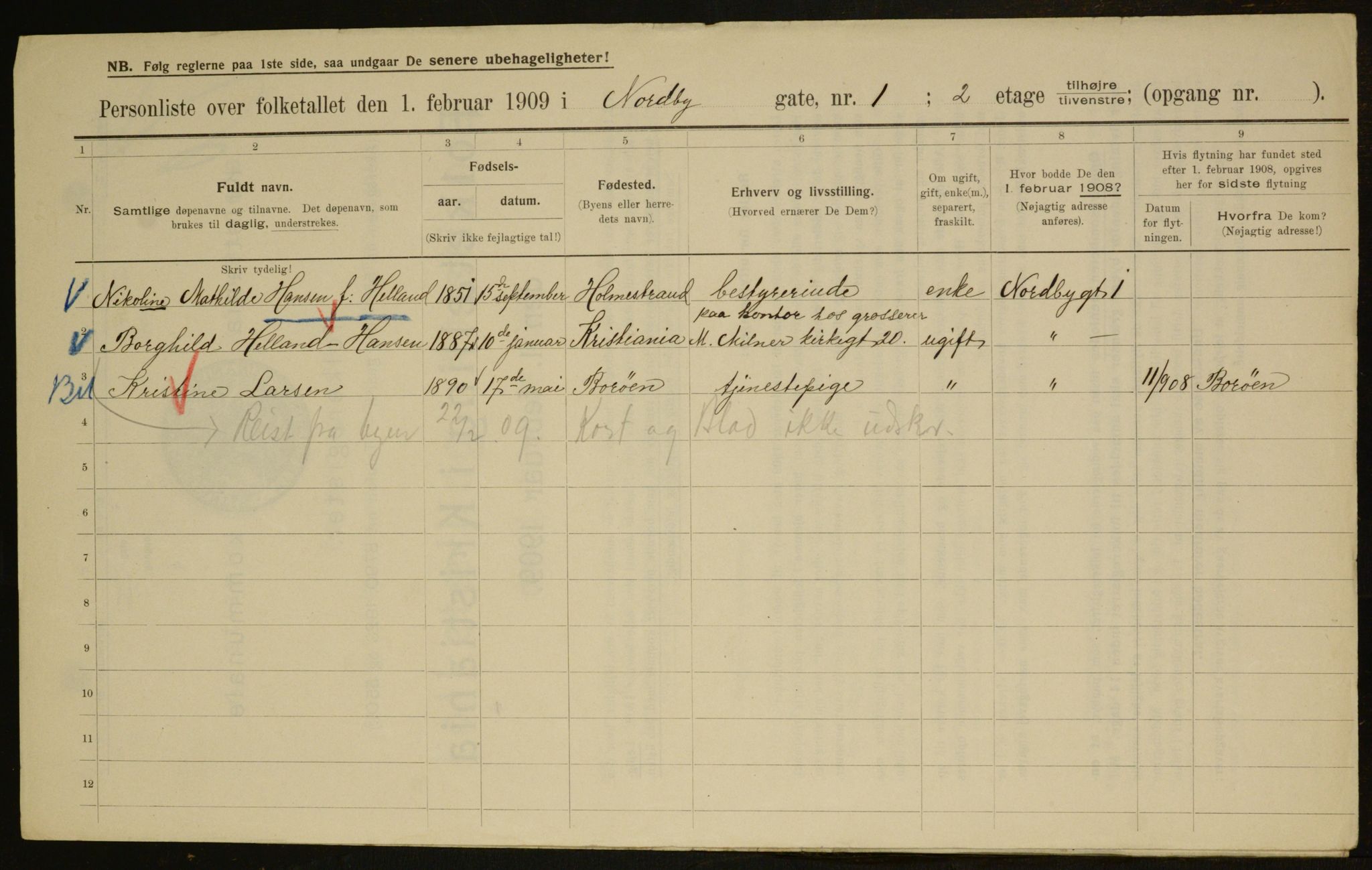 OBA, Municipal Census 1909 for Kristiania, 1909, p. 64640