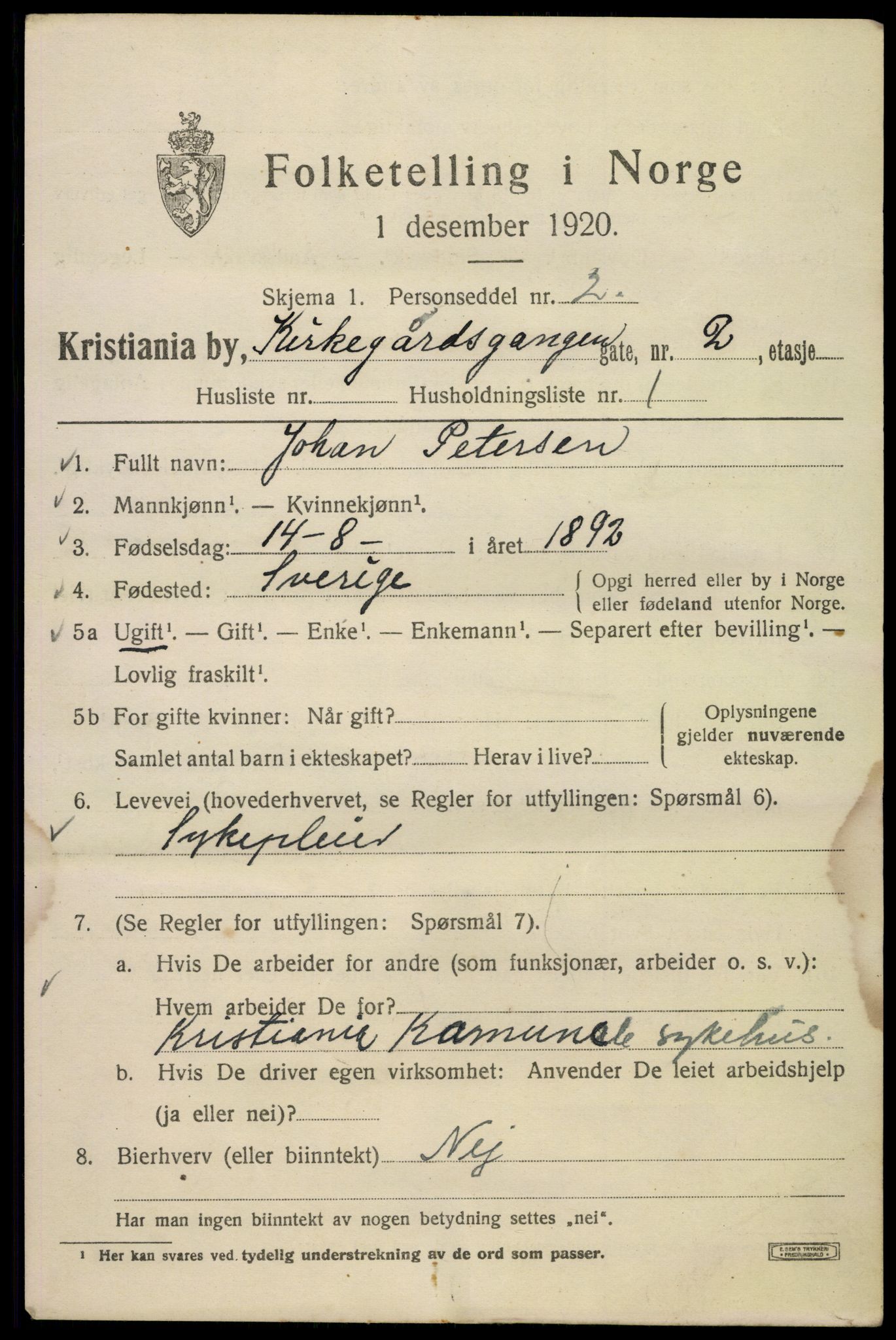 SAO, 1920 census for Kristiania, 1920, p. 333367