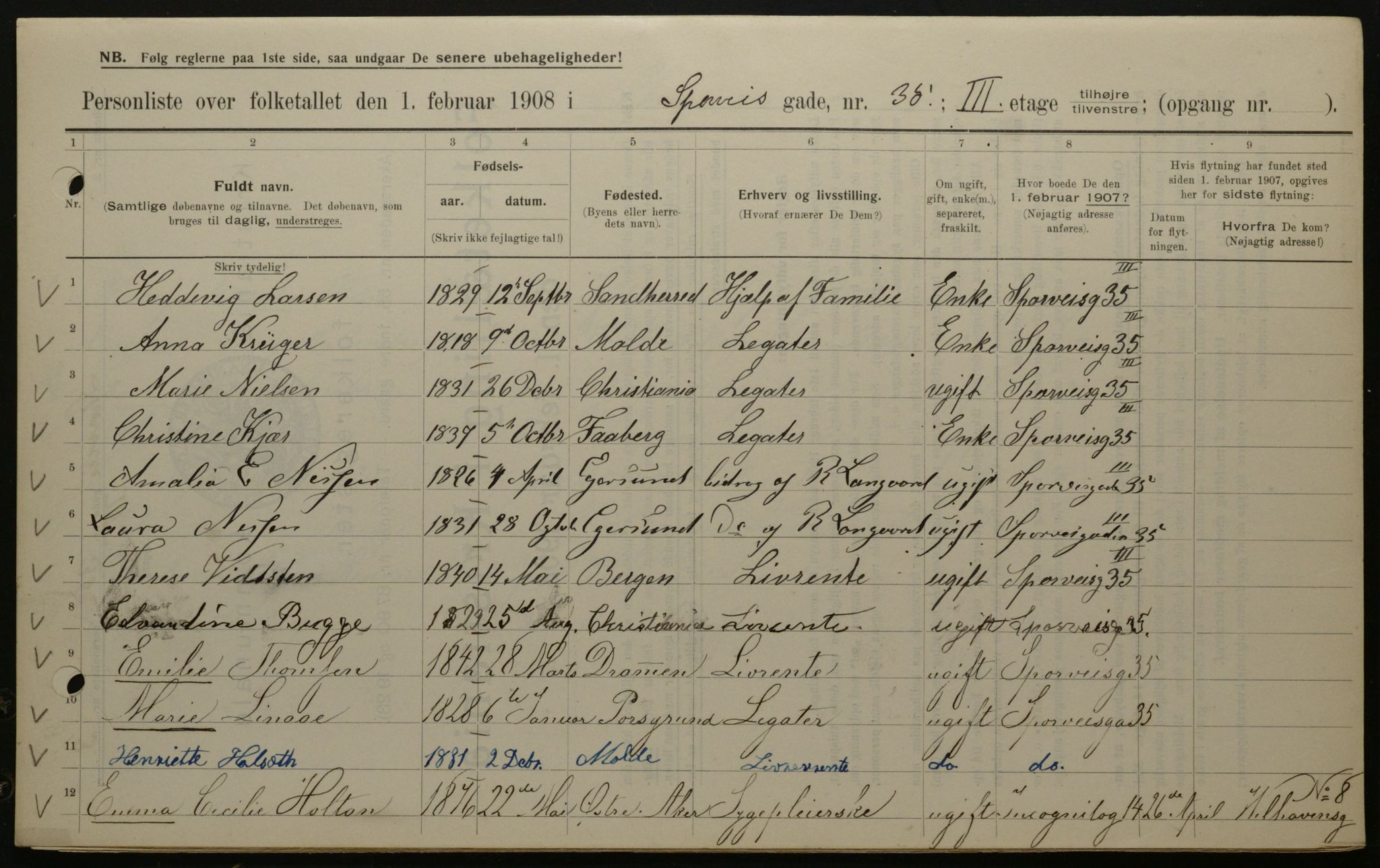 OBA, Municipal Census 1908 for Kristiania, 1908, p. 90548