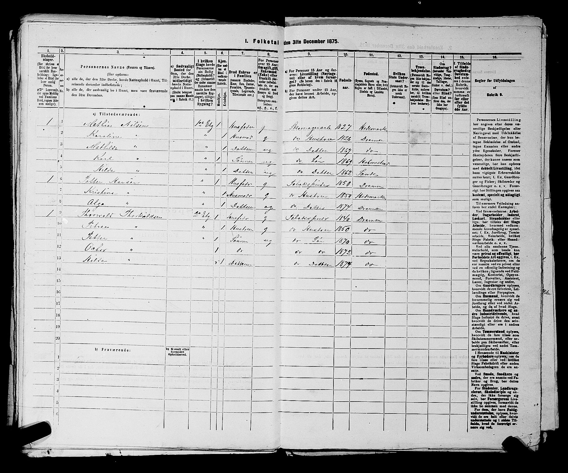 SAKO, 1875 census for 0602 Drammen, 1875, p. 647