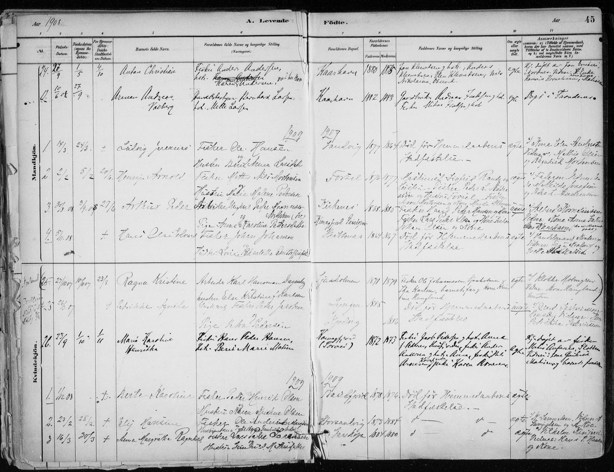 Hammerfest sokneprestkontor, SATØ/S-1347/H/Ha/L0013.kirke: Parish register (official) no. 13, 1898-1917, p. 45