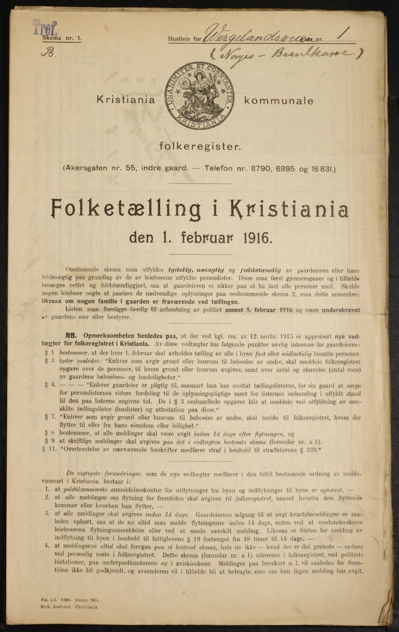 OBA, Municipal Census 1916 for Kristiania, 1916, p. 131419