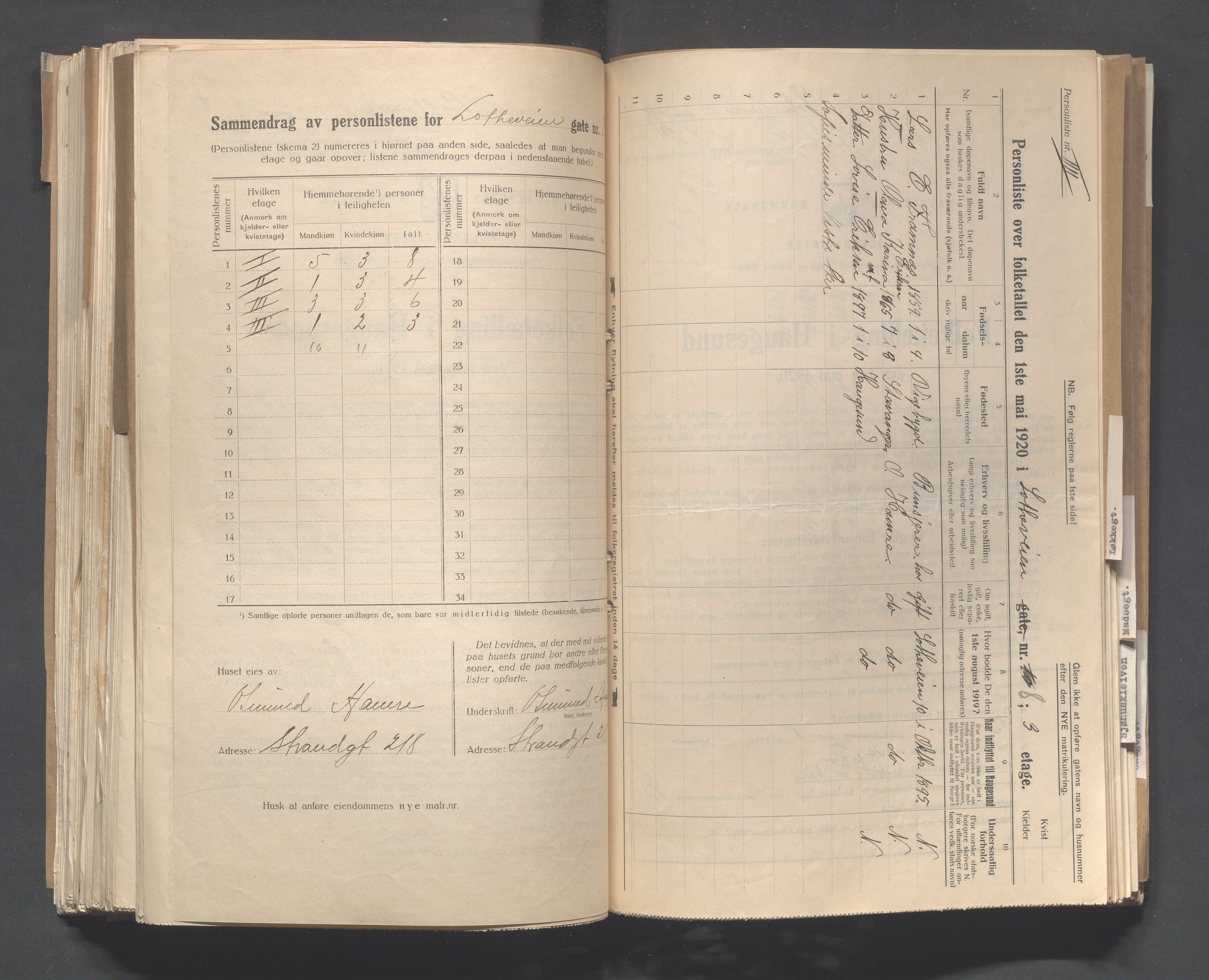 IKAR, Local census 1.5.1920 for Haugesund, 1920, p. 6199