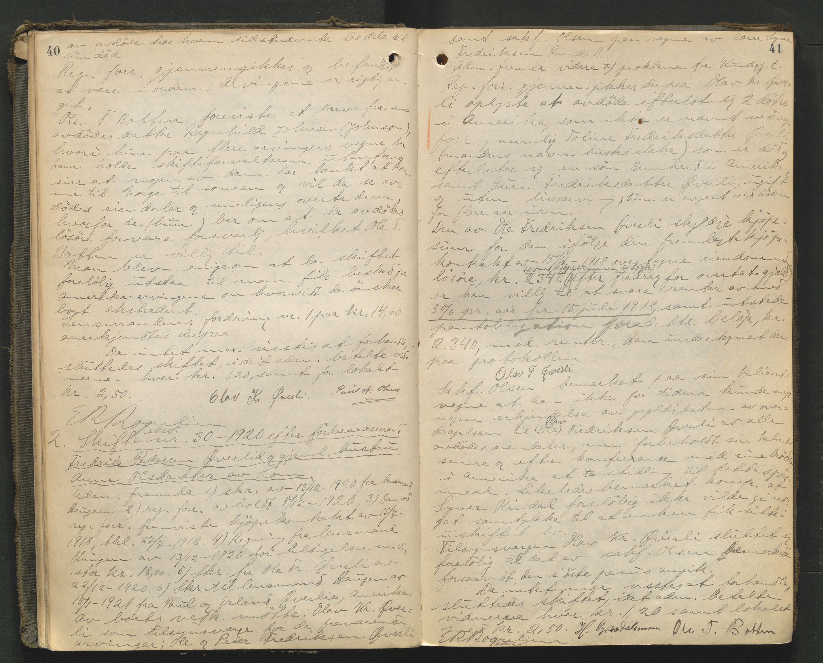Nord-Gudbrandsdal tingrett, AV/SAH-TING-002/J/Jc/L0007: Skifteforhandlingsprotokoll, 1920-1926, p. 40-41