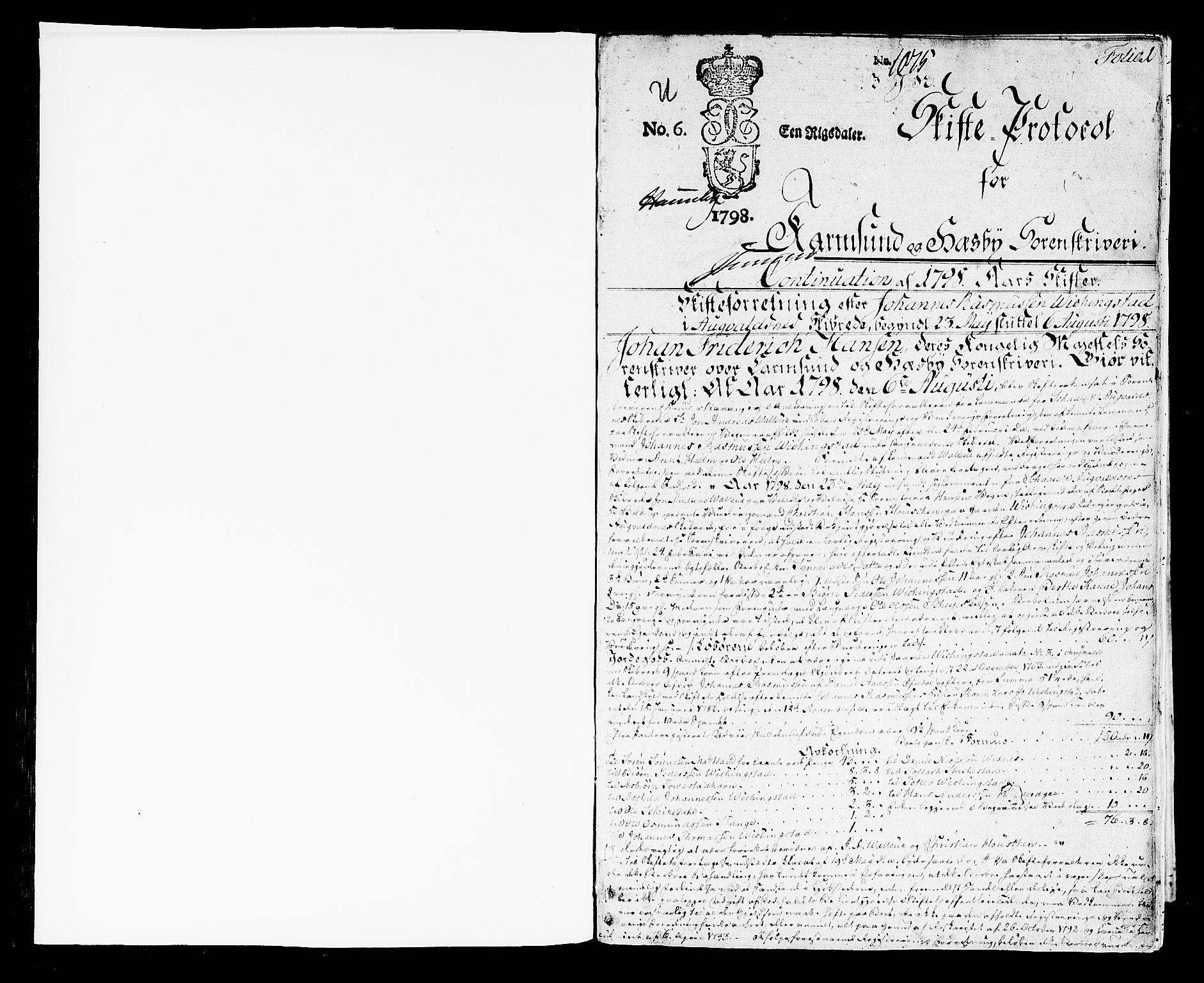 Karmsund sorenskriveri, AV/SAST-A-100311/01/IV/IVDB/L0002: SKIFTEPROTOKOLL A2, 1798-1805, p. 0b-1a