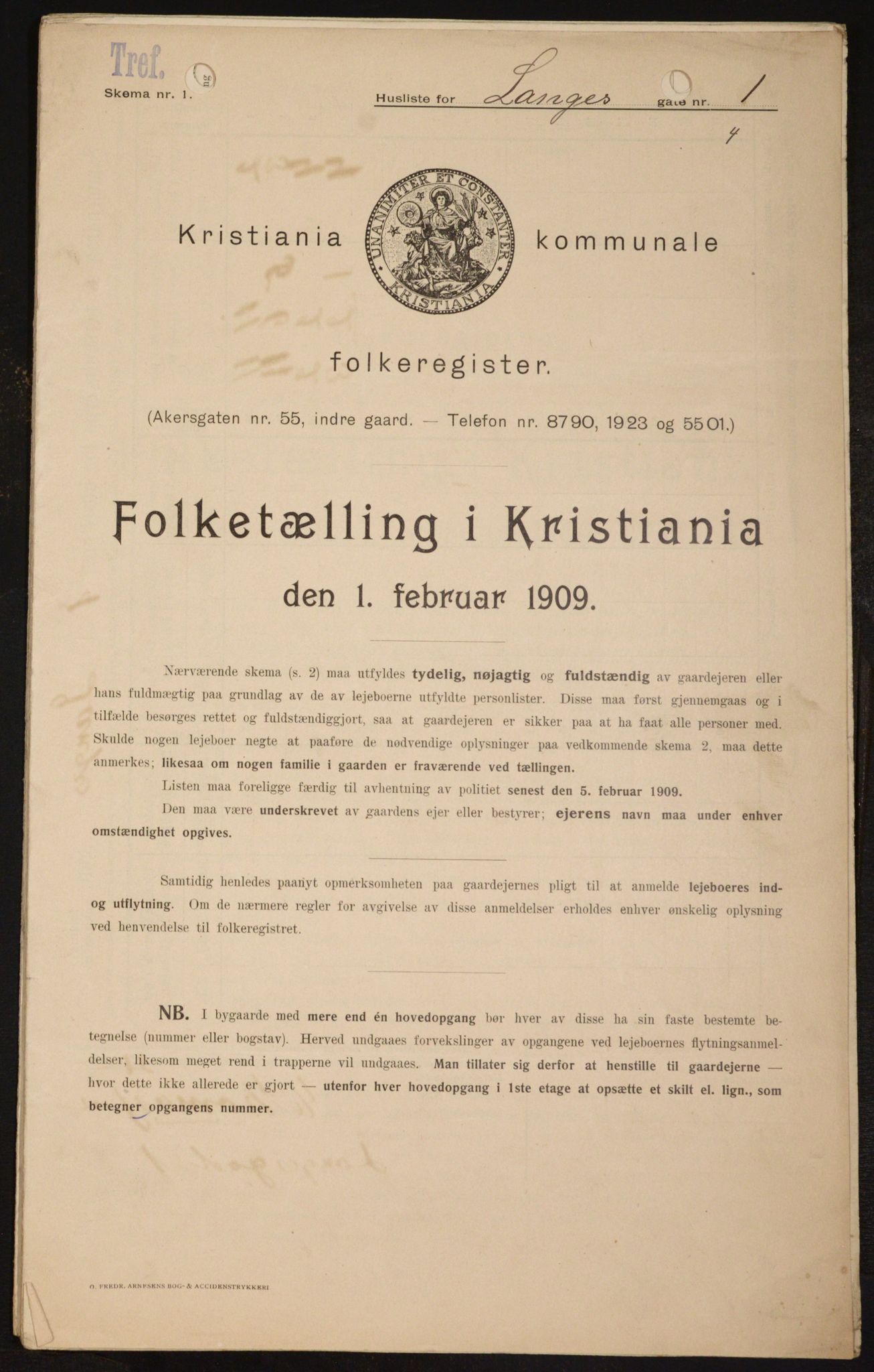 OBA, Municipal Census 1909 for Kristiania, 1909, p. 51392