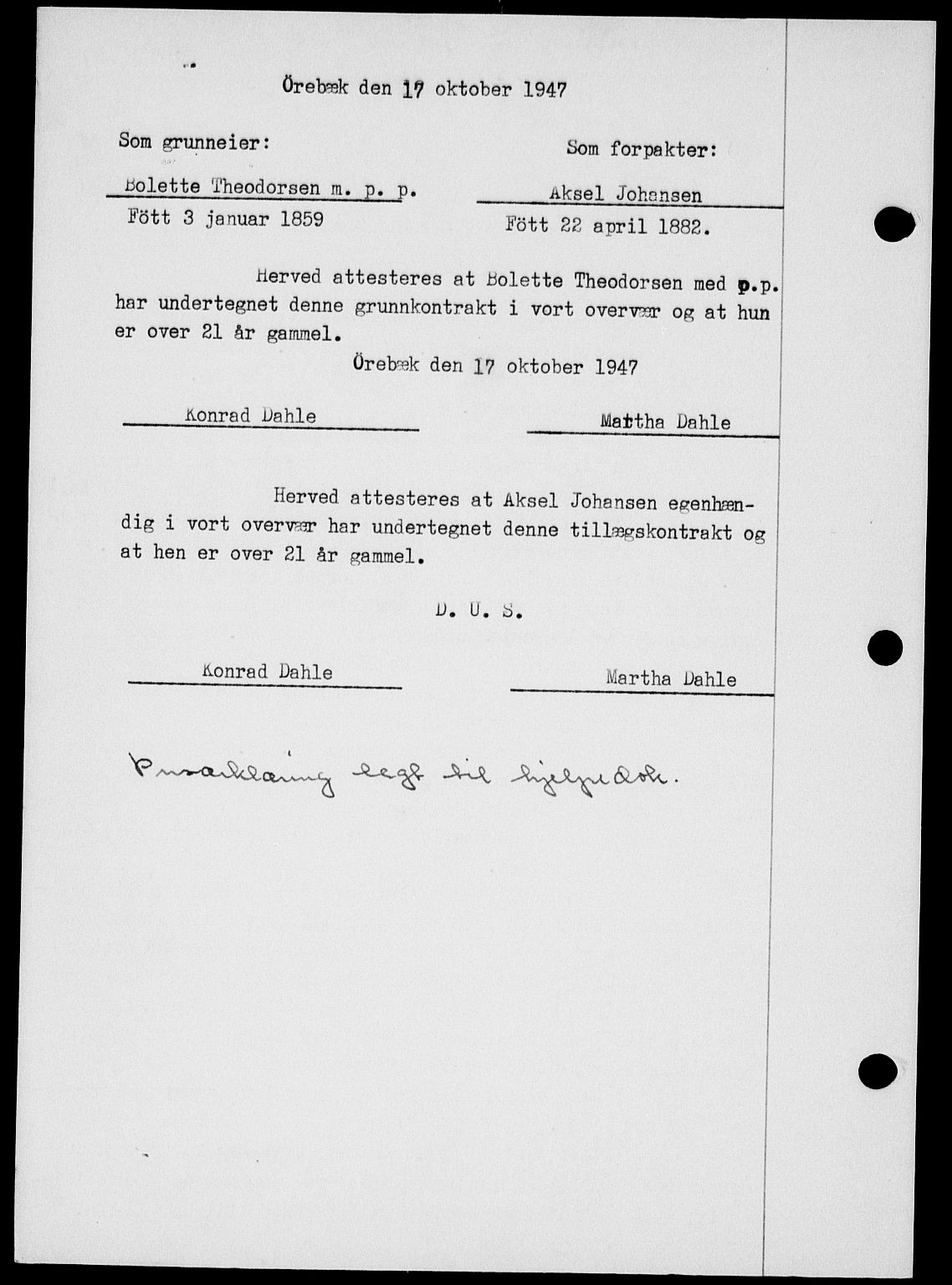 Onsøy sorenskriveri, SAO/A-10474/G/Ga/Gab/L0021: Mortgage book no. II A-21, 1947-1947, Diary no: : 3004/1947