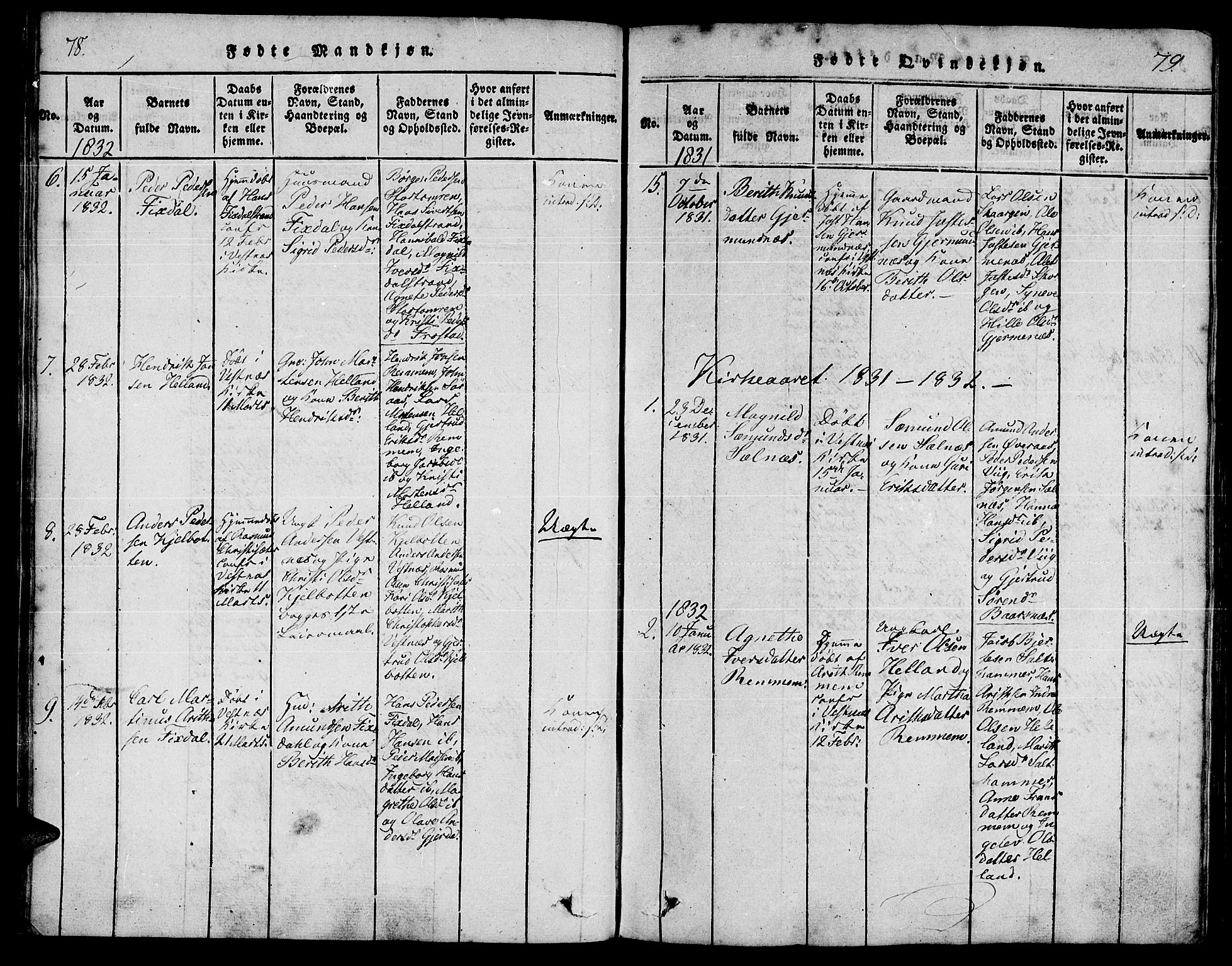 Ministerialprotokoller, klokkerbøker og fødselsregistre - Møre og Romsdal, SAT/A-1454/539/L0528: Parish register (official) no. 539A01, 1818-1847, p. 78-79