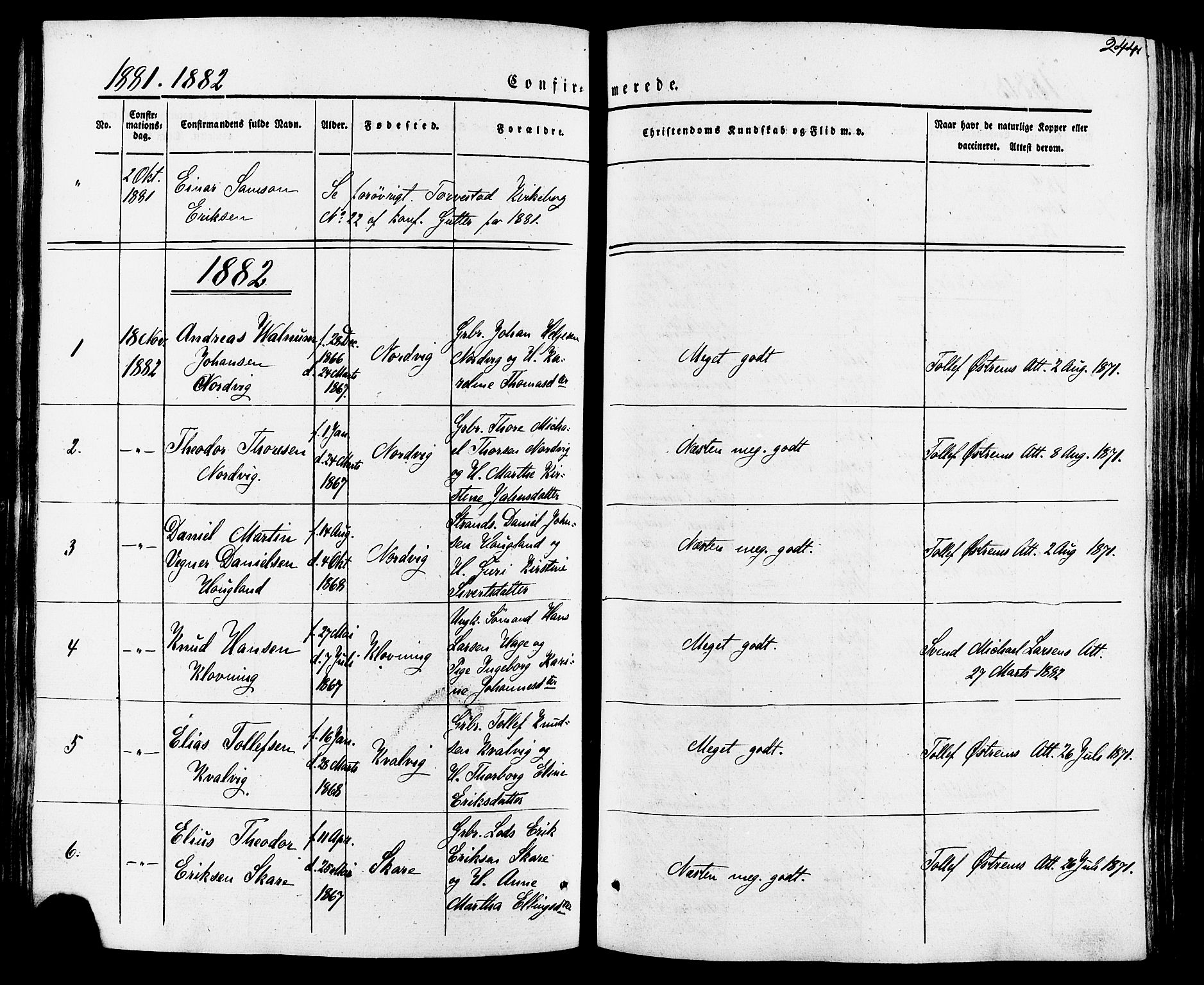 Torvastad sokneprestkontor, AV/SAST-A -101857/H/Ha/Haa/L0007: Parish register (official) no. A 7, 1838-1882, p. 244