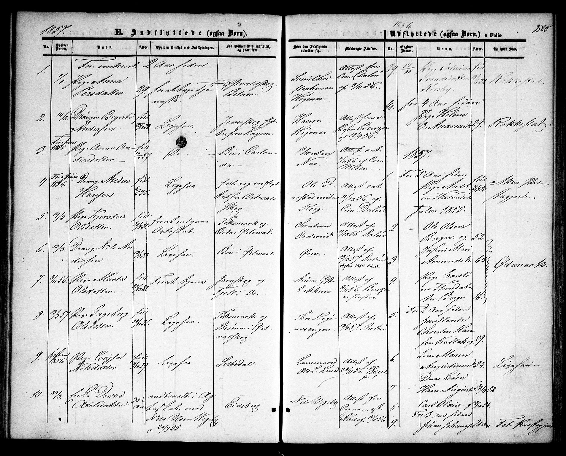 Rødenes prestekontor Kirkebøker, AV/SAO-A-2005/F/Fa/L0006: Parish register (official) no. I 6, 1850-1859, p. 280