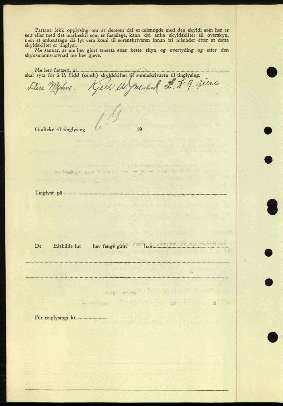 Nordre Sunnmøre sorenskriveri, AV/SAT-A-0006/1/2/2C/2Ca: Mortgage book no. A20a, 1945-1945, Diary no: : 981/1945