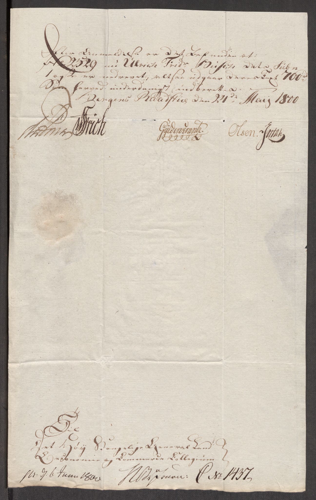 Kommersekollegiet, Brannforsikringskontoret 1767-1814, RA/EA-5458/F/Fa/L0006/0002: Bergen / Dokumenter, 1797-1807