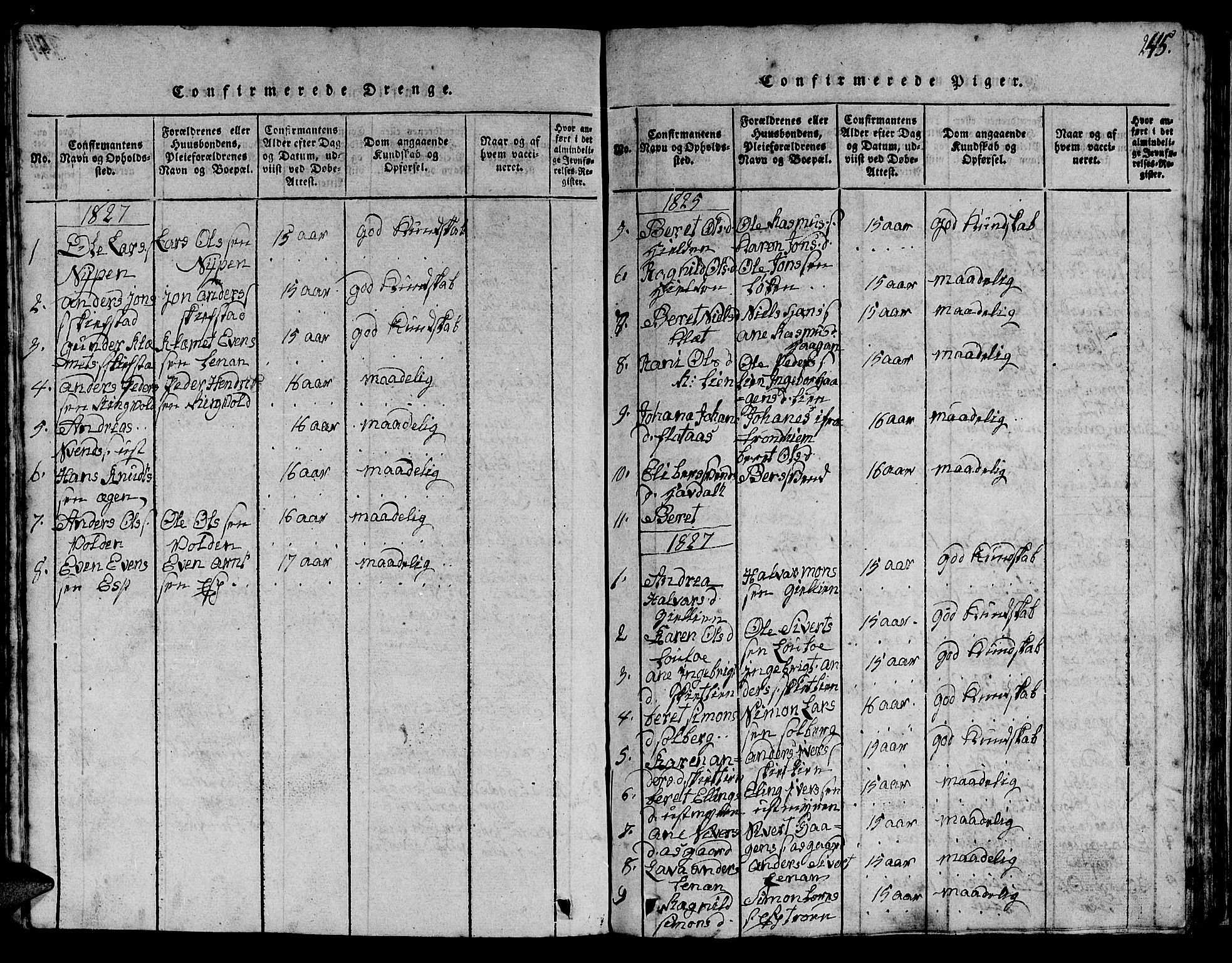 Ministerialprotokoller, klokkerbøker og fødselsregistre - Sør-Trøndelag, SAT/A-1456/613/L0393: Parish register (copy) no. 613C01, 1816-1886, p. 245