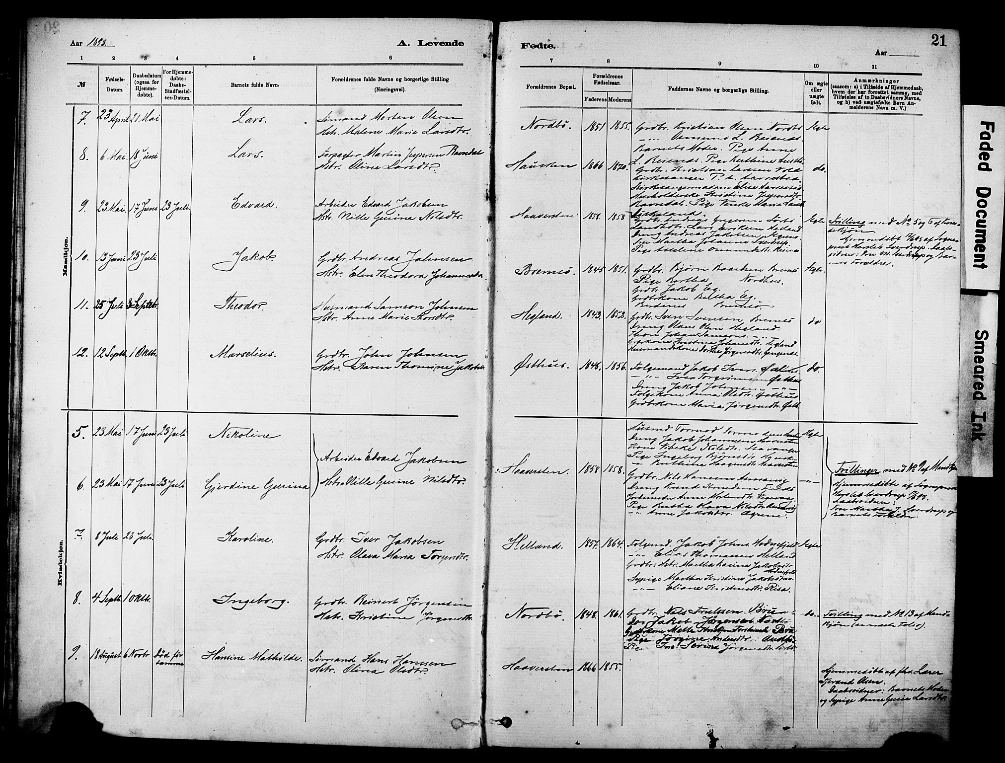 Rennesøy sokneprestkontor, SAST/A -101827/H/Ha/Haa/L0012: Parish register (official) no. A 13, 1885-1917, p. 21