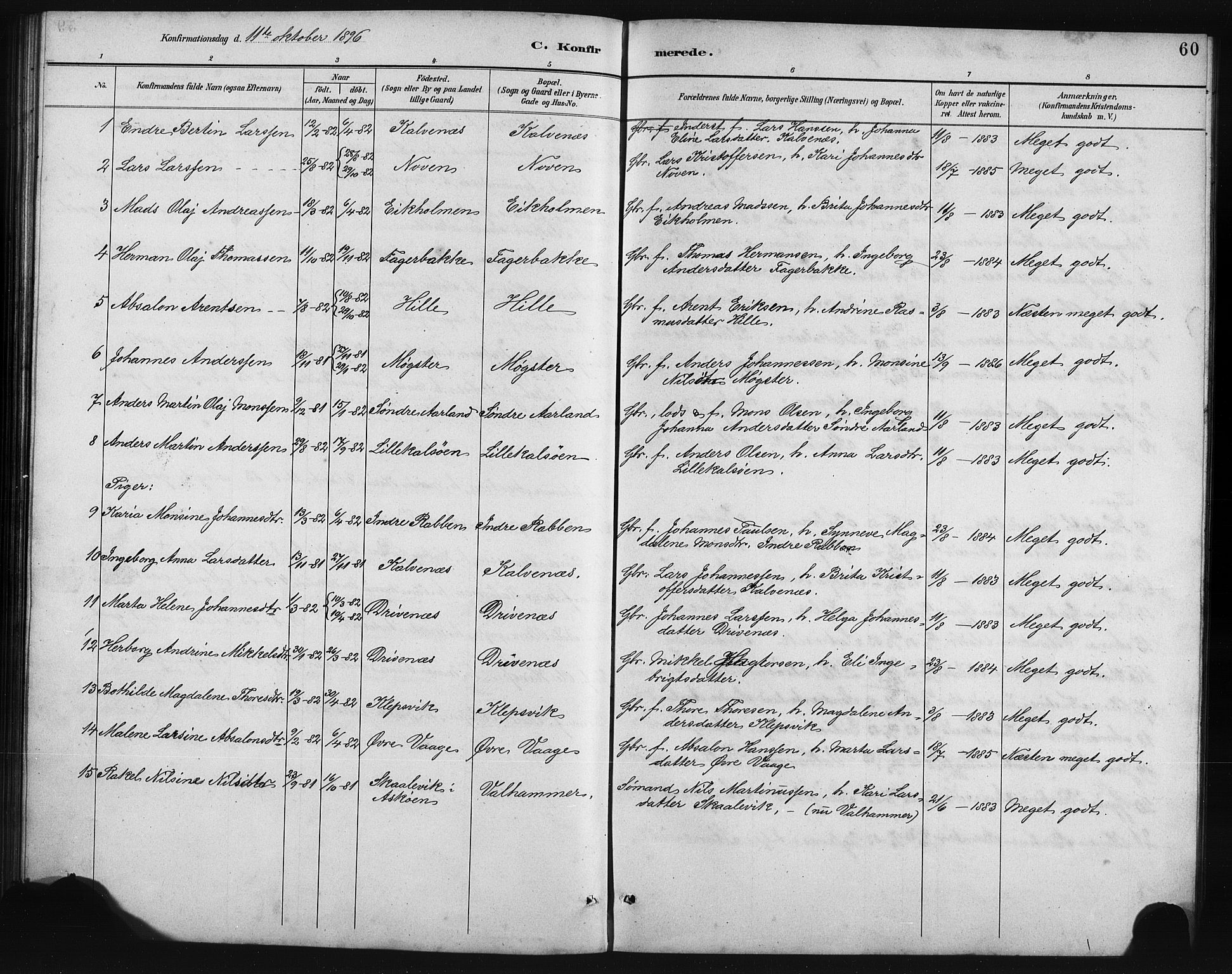 Austevoll Sokneprestembete, SAB/A-74201/H/Hab: Parish register (copy) no. B 4, 1889-1901, p. 60