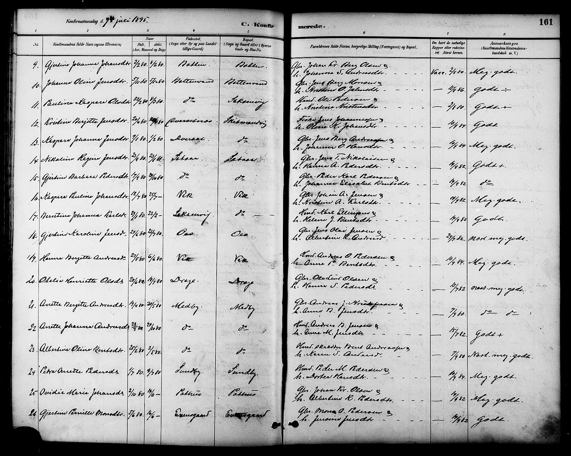 Ministerialprotokoller, klokkerbøker og fødselsregistre - Nordland, AV/SAT-A-1459/847/L0669: Parish register (official) no. 847A09, 1887-1901, p. 161