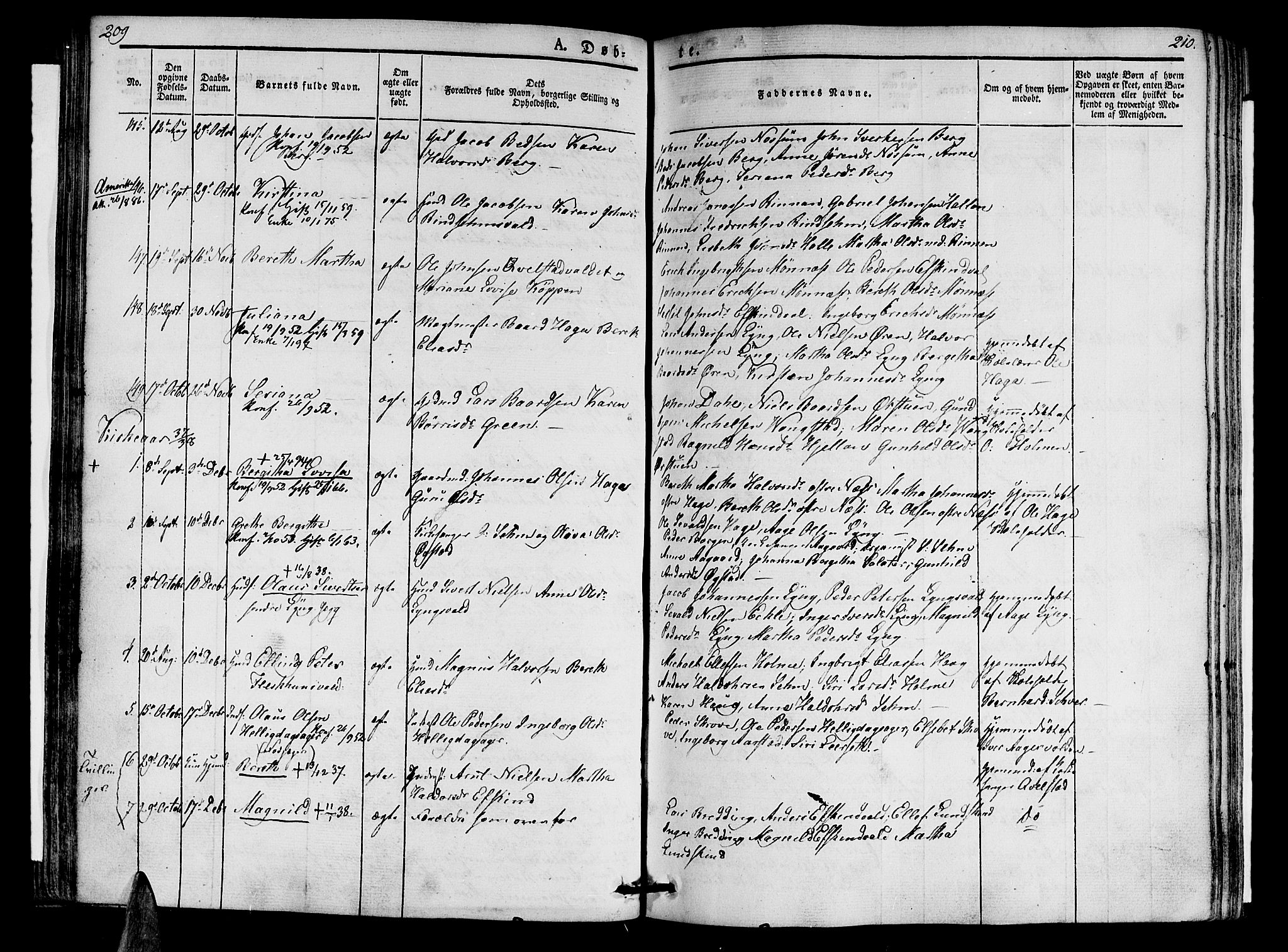 Ministerialprotokoller, klokkerbøker og fødselsregistre - Nord-Trøndelag, SAT/A-1458/723/L0238: Parish register (official) no. 723A07, 1831-1840, p. 209-210