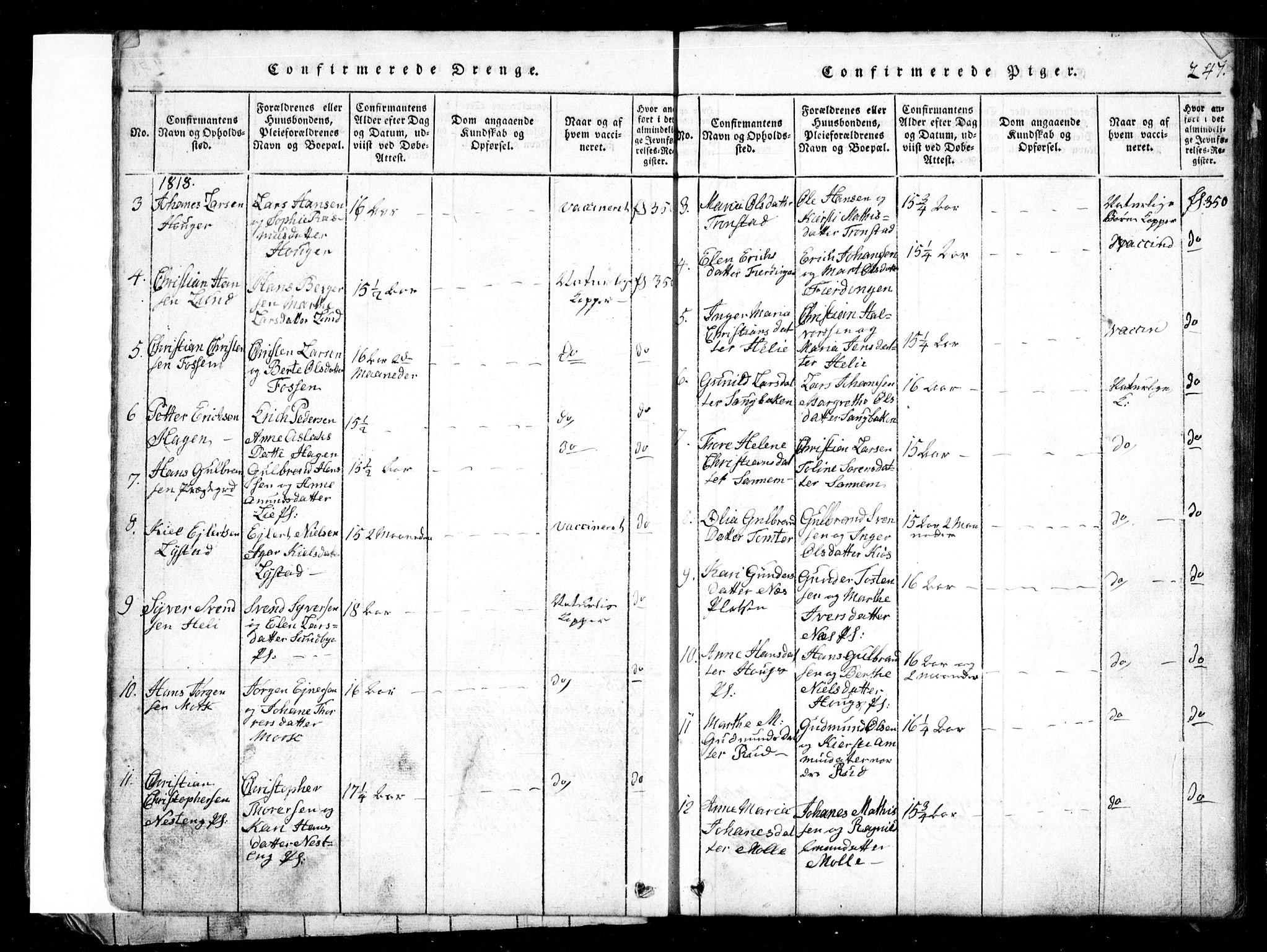 Spydeberg prestekontor Kirkebøker, SAO/A-10924/G/Ga/L0001: Parish register (copy) no. I 1, 1814-1868, p. 247