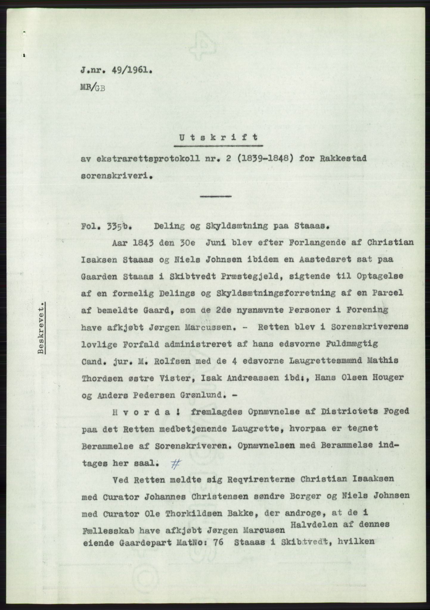 Statsarkivet i Oslo, SAO/A-10621/Z/Zd/L0013: Avskrifter, j.nr 16-1099/1961, 1961, p. 29