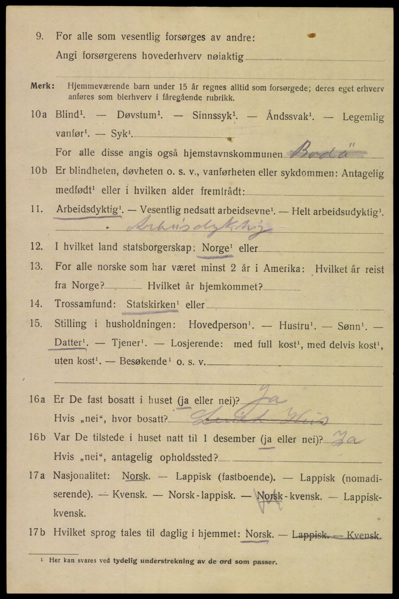 SAT, 1920 census for Bodø, 1920, p. 3288