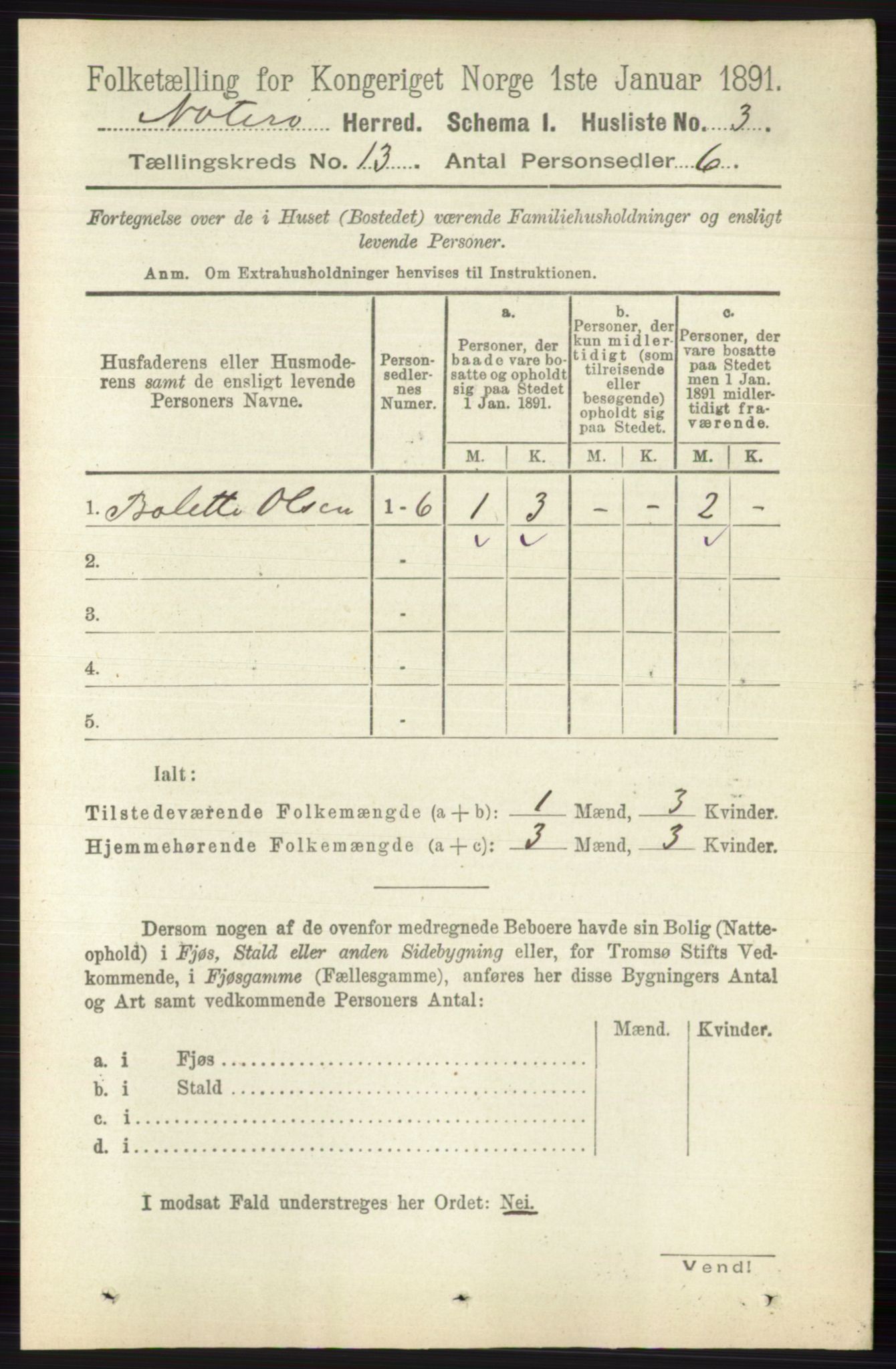 RA, 1891 census for 0722 Nøtterøy, 1891, p. 6934