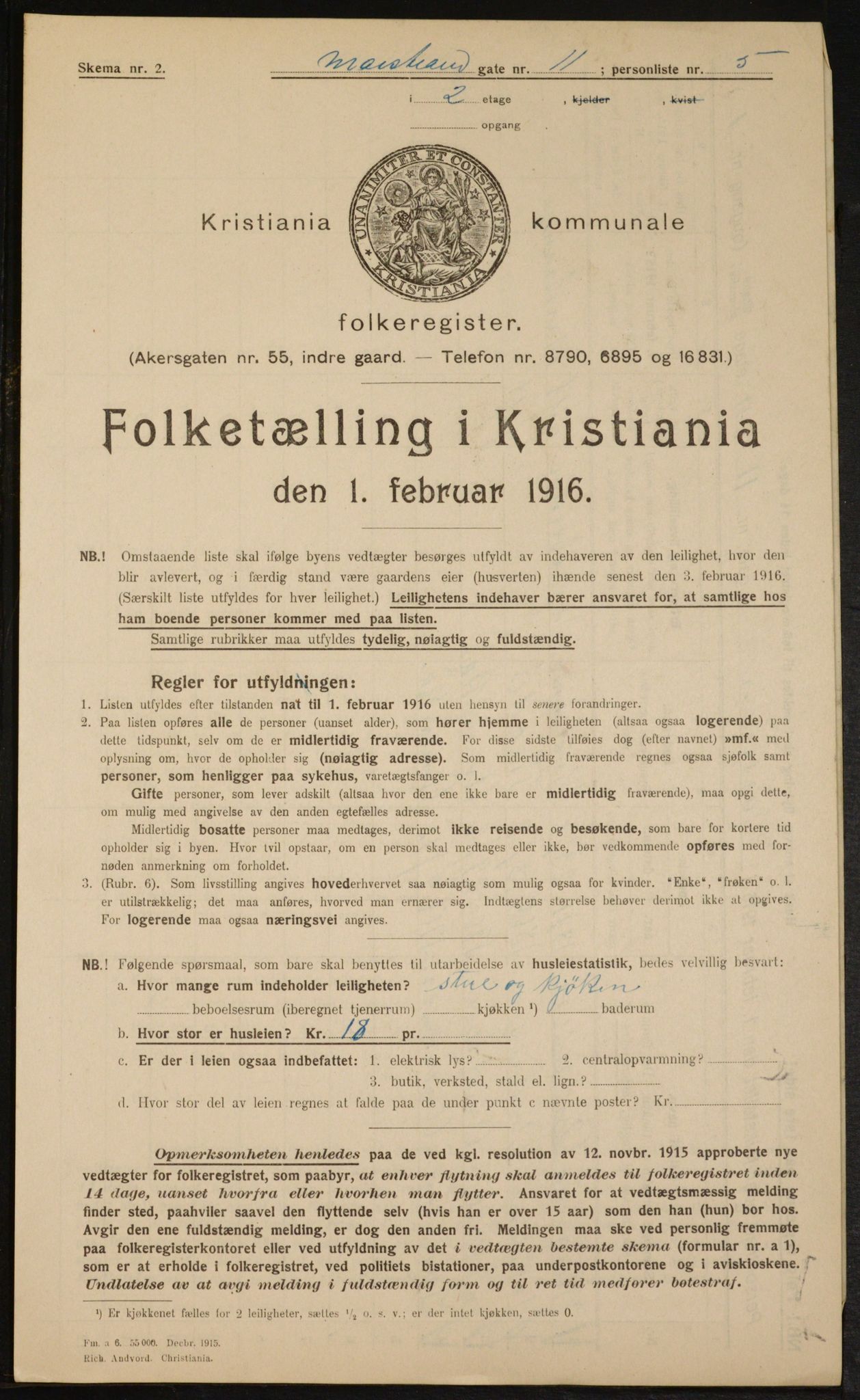 OBA, Municipal Census 1916 for Kristiania, 1916, p. 66370