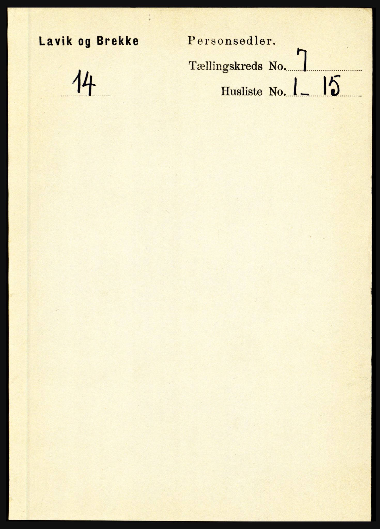 RA, 1891 census for 1415 Lavik og Brekke, 1891, p. 1338