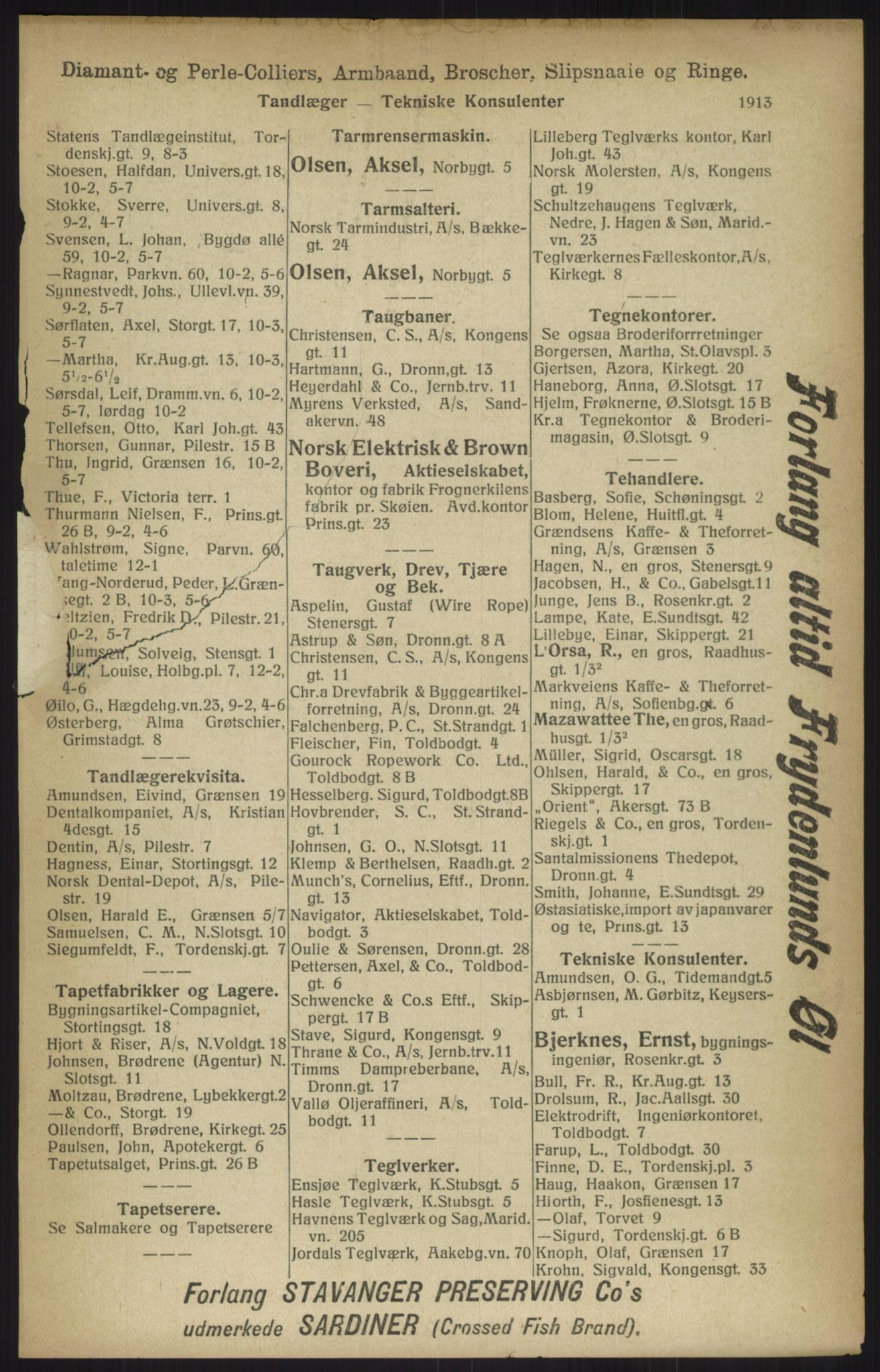 Kristiania/Oslo adressebok, PUBL/-, 1915, p. 1913