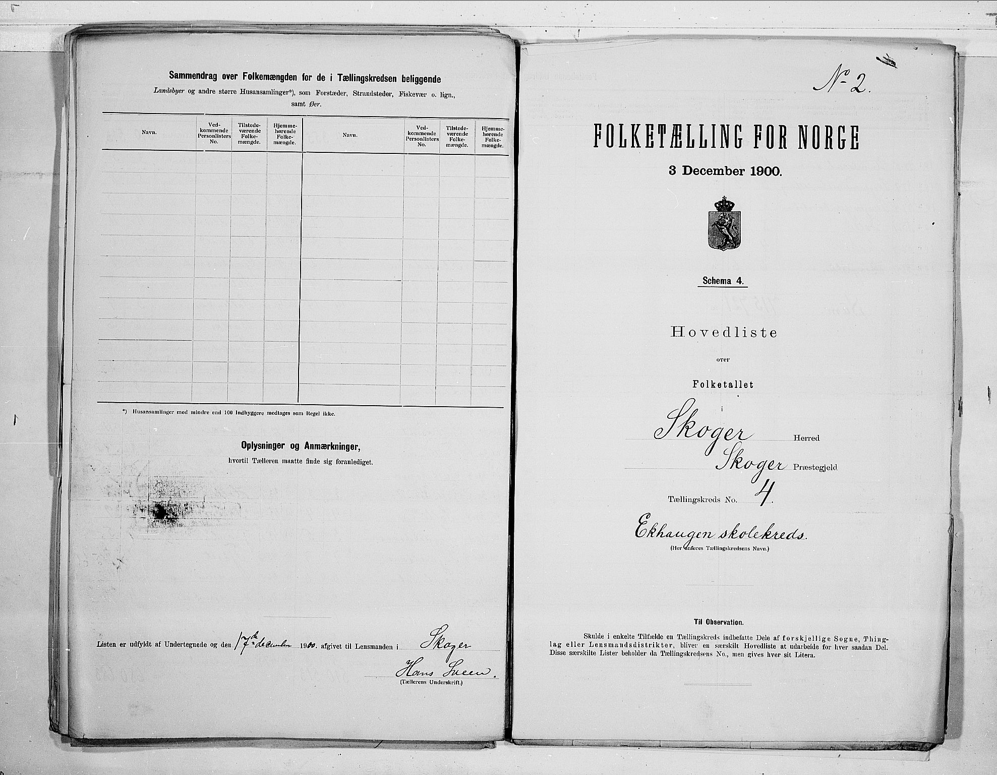 RA, 1900 census for Skoger, 1900, p. 14