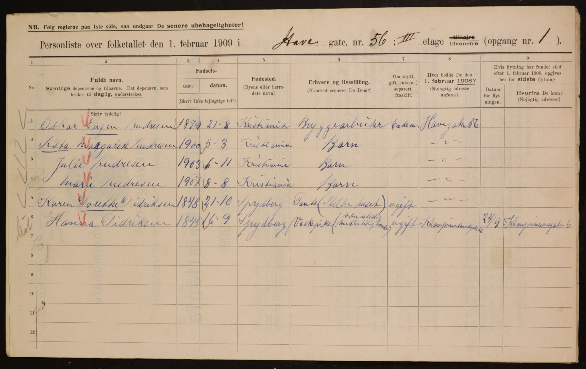 OBA, Municipal Census 1909 for Kristiania, 1909, p. 30883