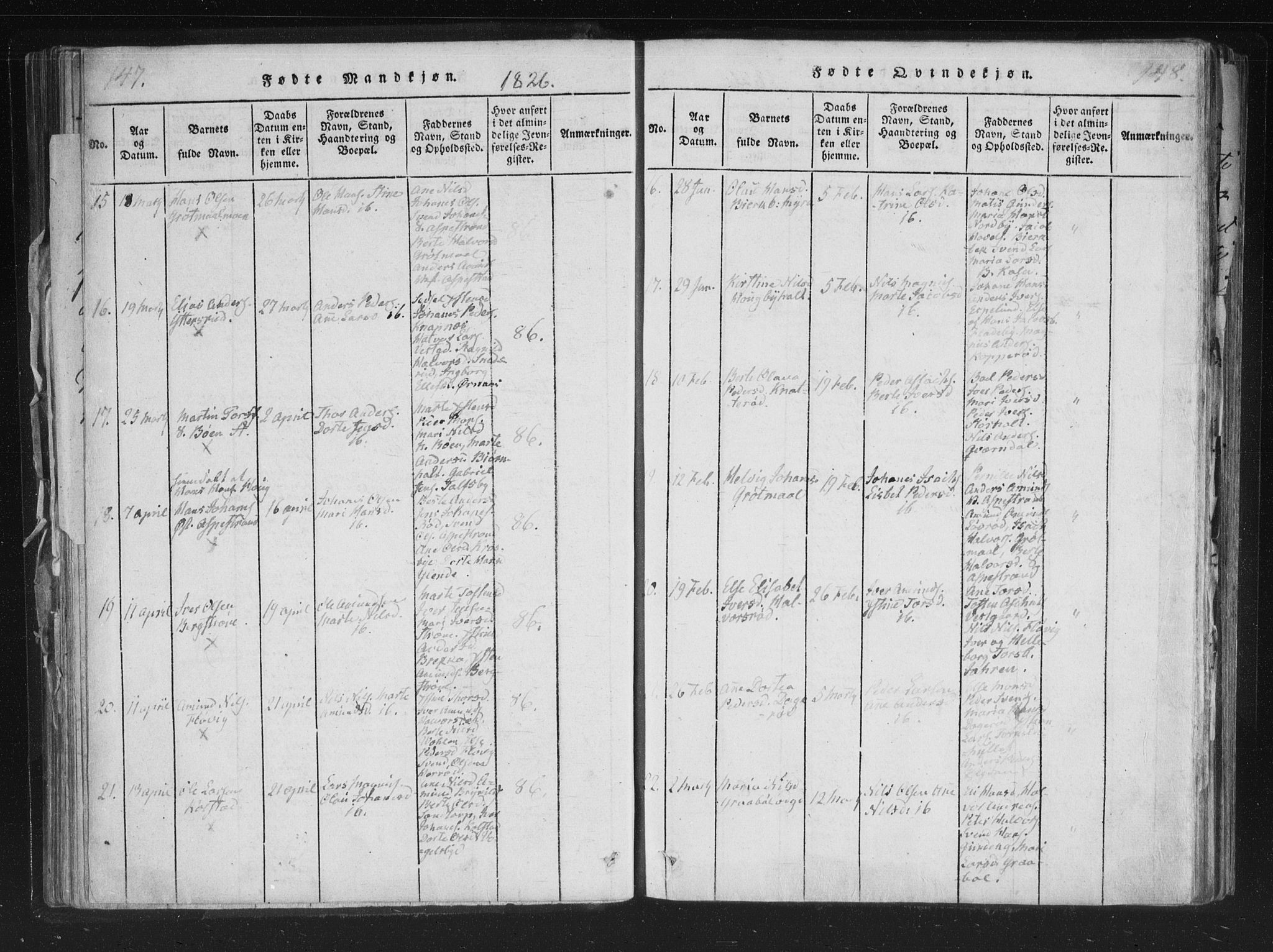 Aremark prestekontor Kirkebøker, AV/SAO-A-10899/F/Fc/L0001: Parish register (official) no. III 1, 1814-1834, p. 147-148