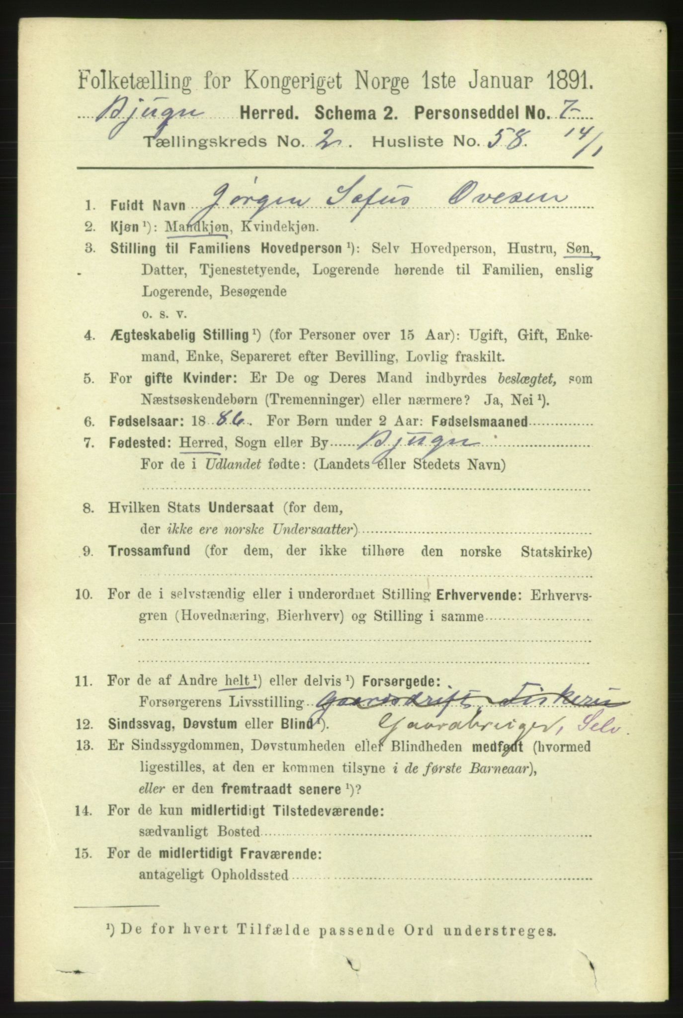 RA, 1891 census for 1627 Bjugn, 1891, p. 574