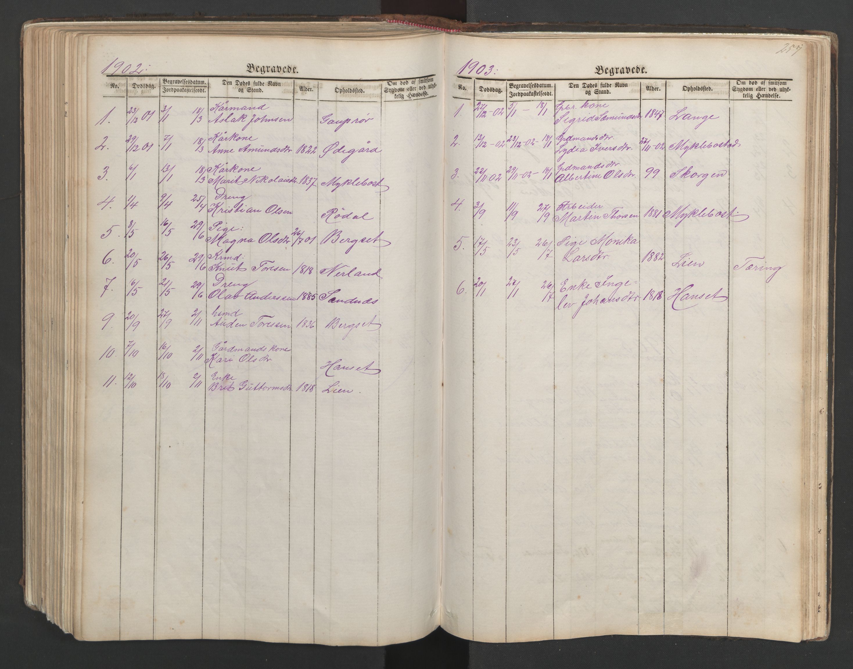 Ministerialprotokoller, klokkerbøker og fødselsregistre - Møre og Romsdal, SAT/A-1454/554/L0645: Parish register (copy) no. 554C02, 1867-1946, p. 257