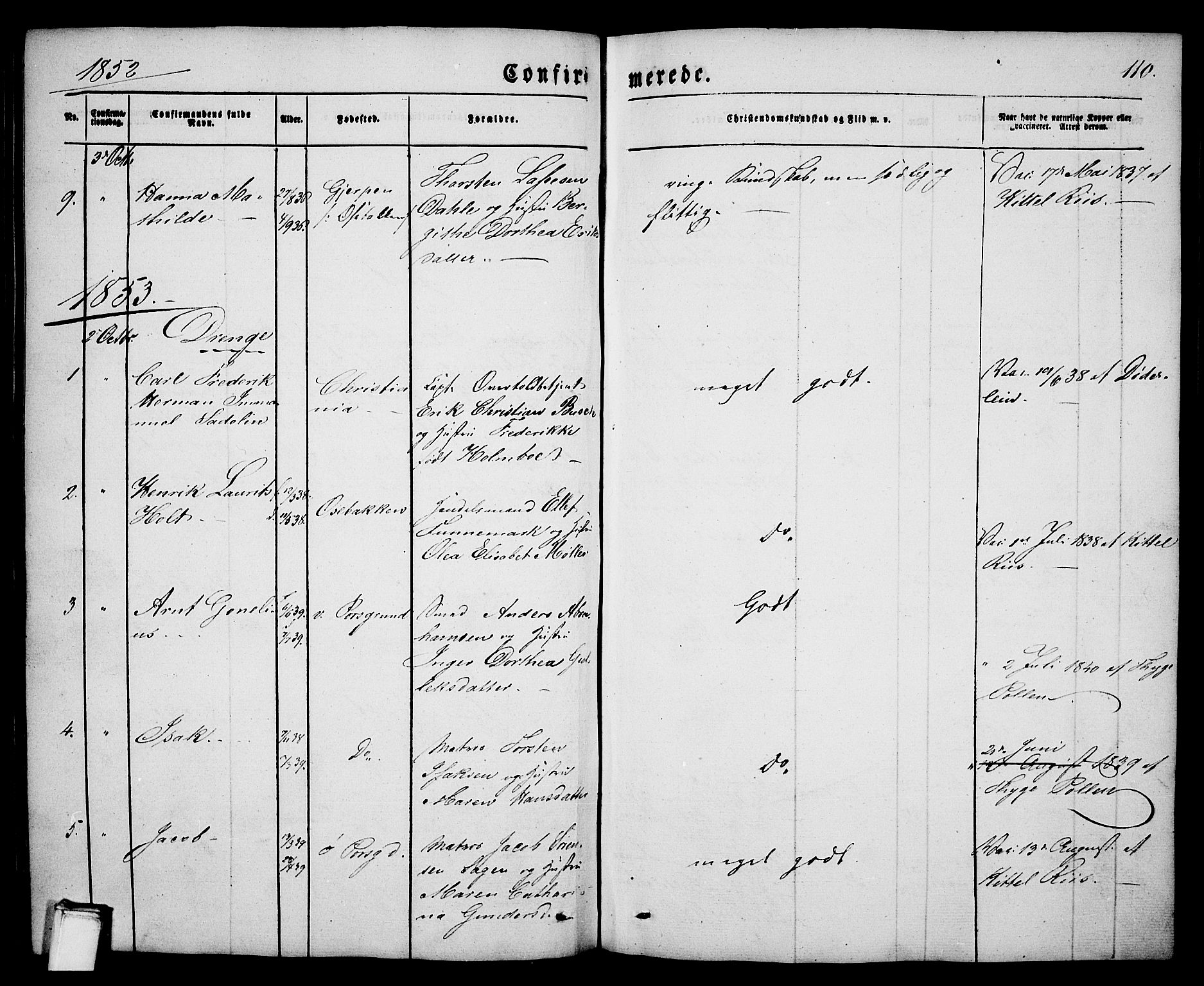 Porsgrunn kirkebøker , SAKO/A-104/G/Ga/L0002: Parish register (copy) no. I 2, 1847-1877, p. 110