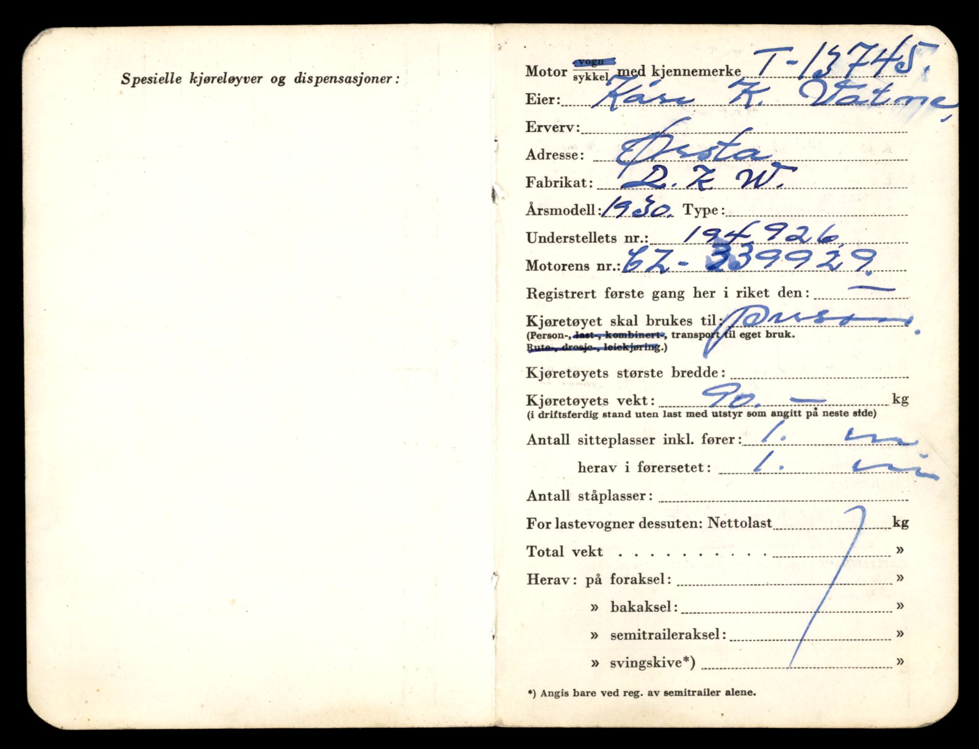 Møre og Romsdal vegkontor - Ålesund trafikkstasjon, AV/SAT-A-4099/F/Fe/L0041: Registreringskort for kjøretøy T 13710 - T 13905, 1927-1998, p. 649