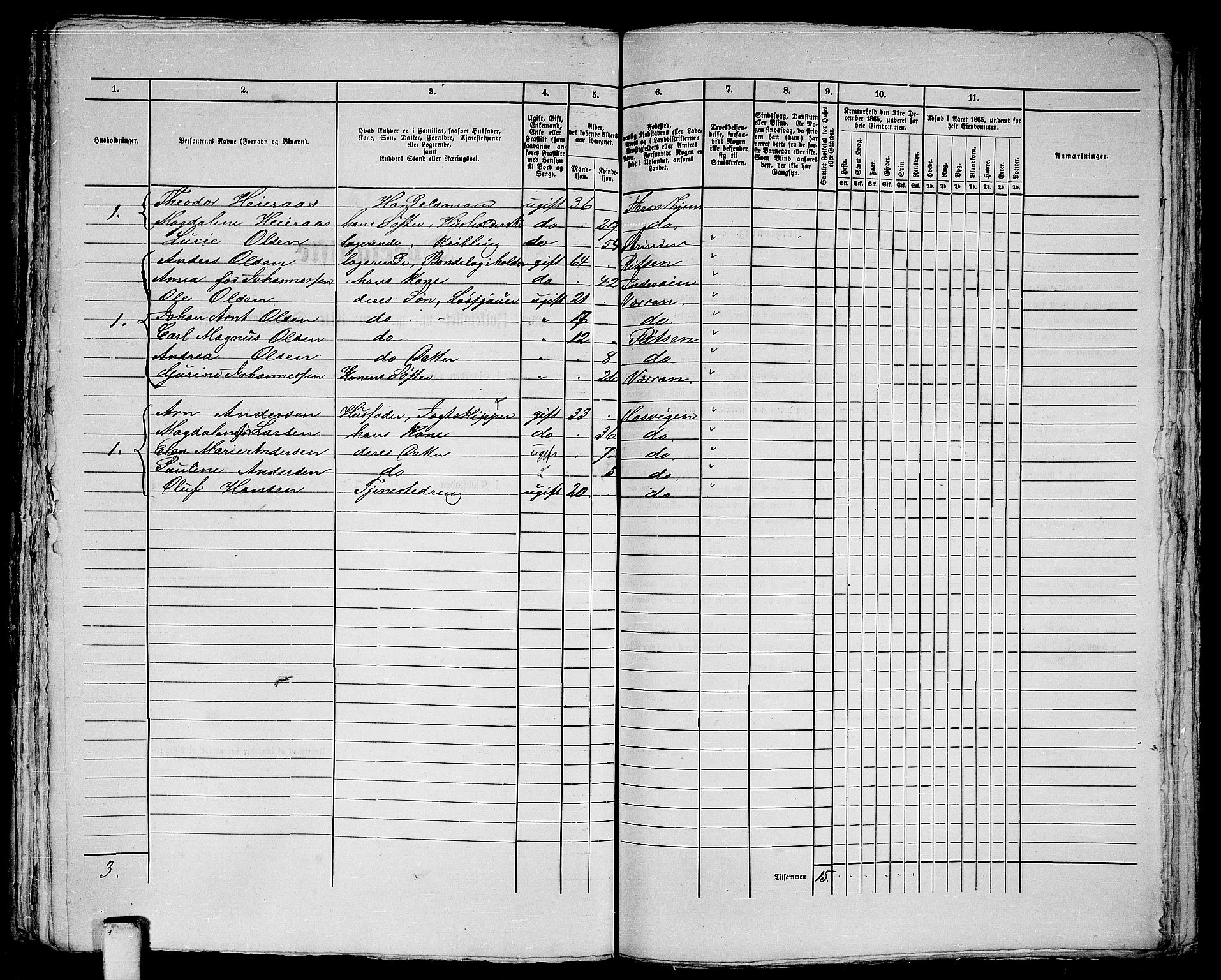 RA, 1865 census for Trondheim, 1865, p. 432