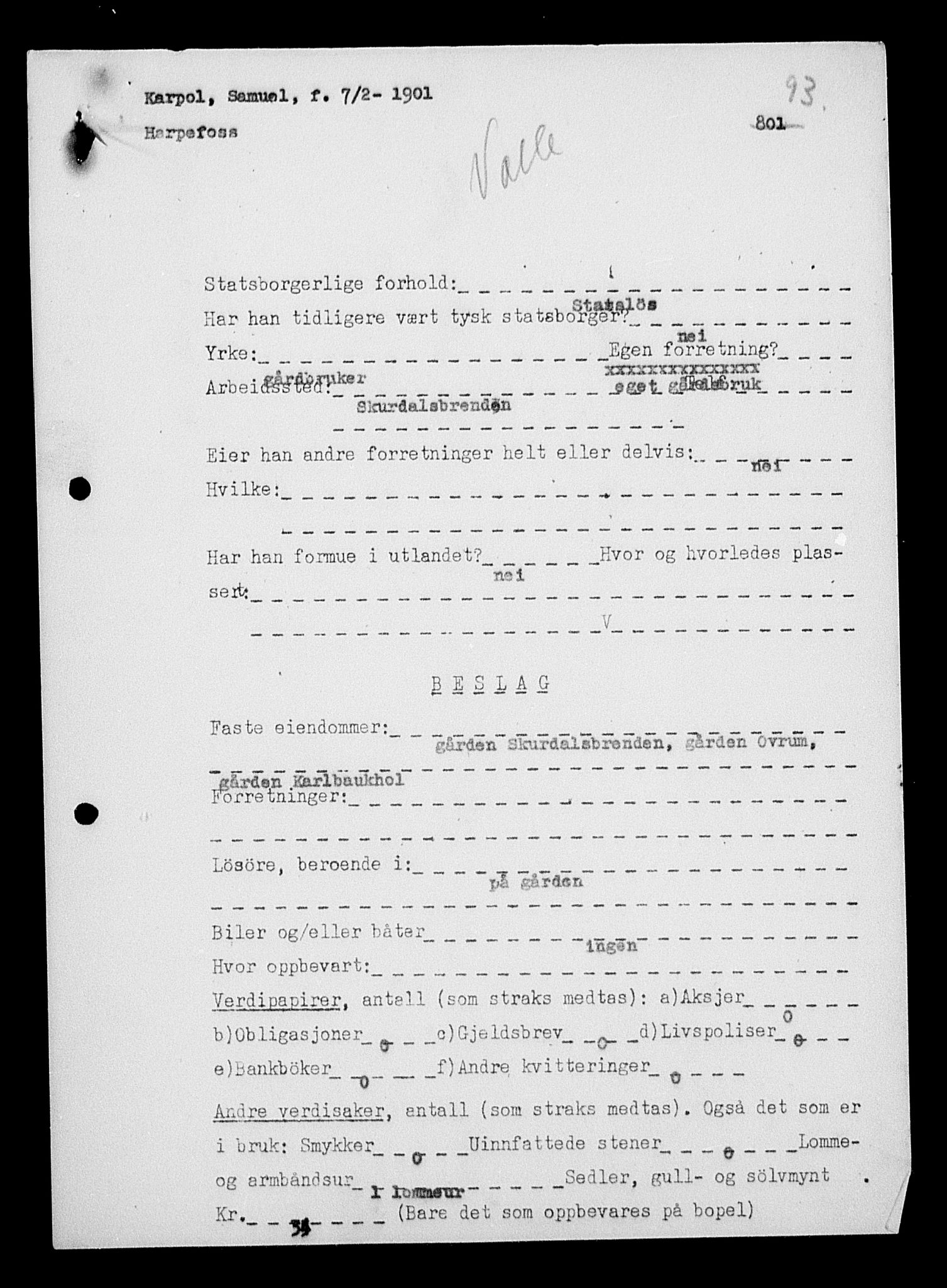 Justisdepartementet, Tilbakeføringskontoret for inndratte formuer, AV/RA-S-1564/H/Hc/Hcc/L0949: --, 1945-1947, p. 578