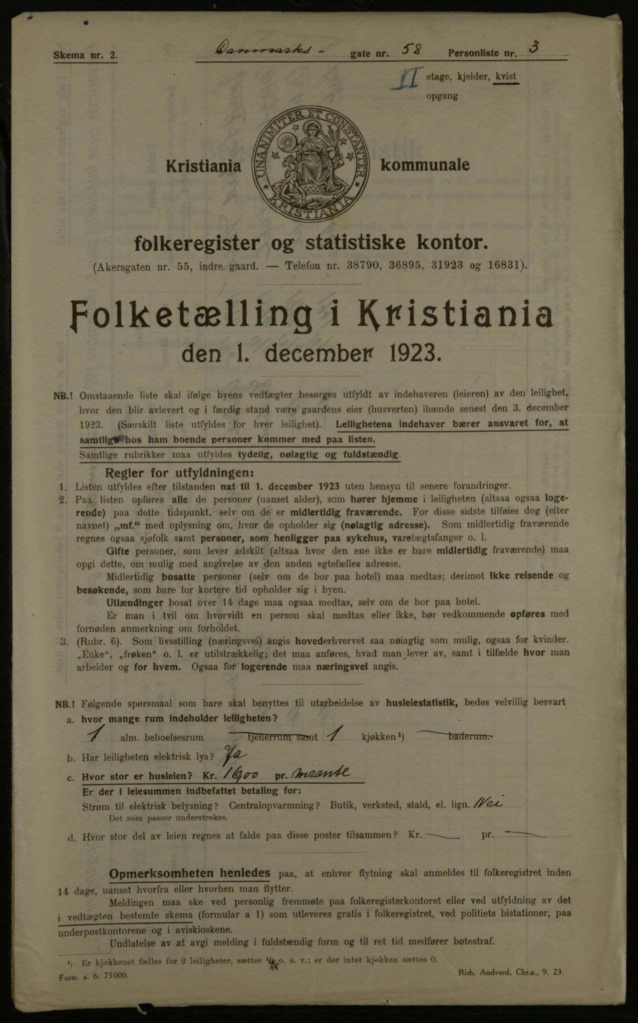 OBA, Municipal Census 1923 for Kristiania, 1923, p. 16867