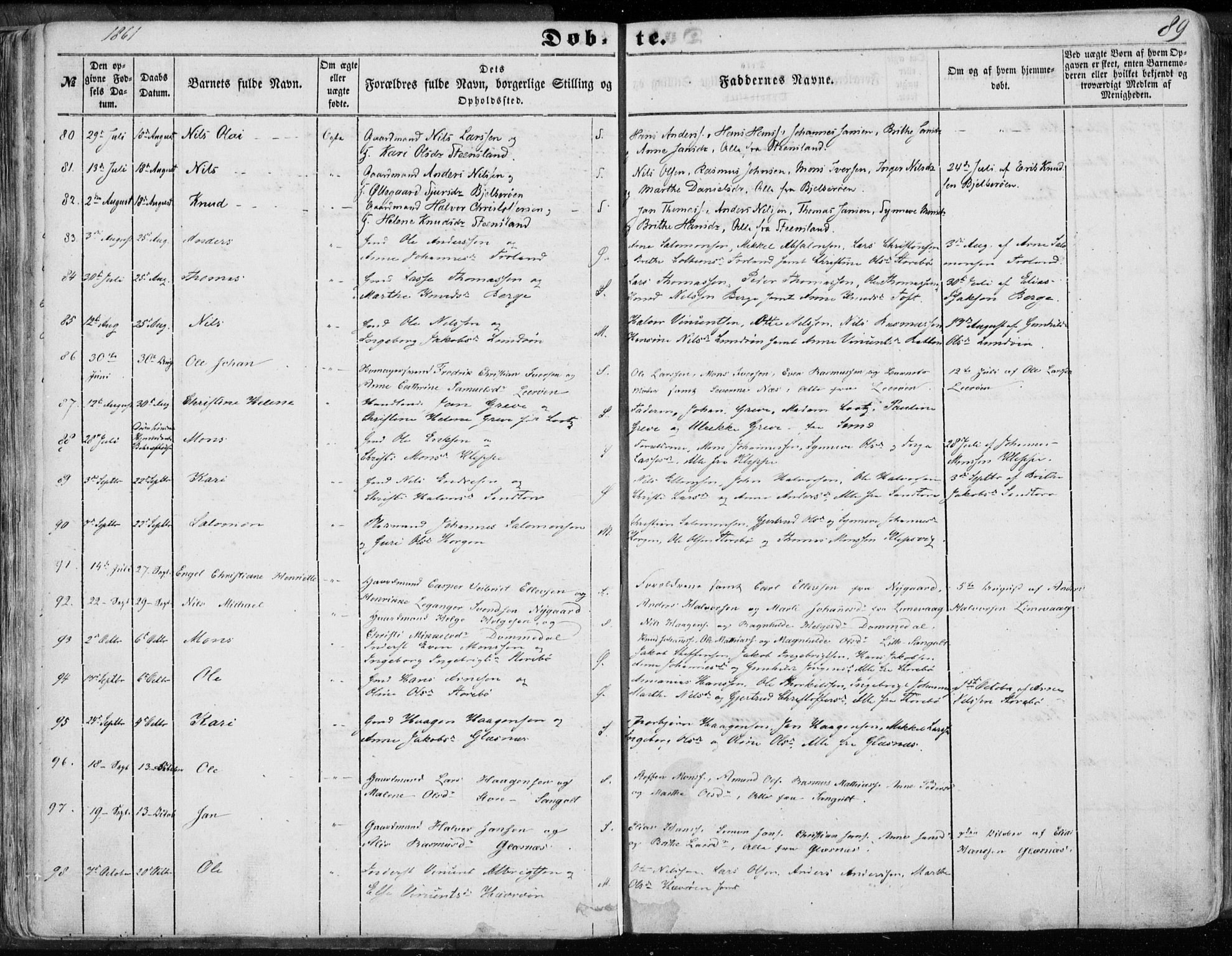 Sund sokneprestembete, AV/SAB-A-99930: Parish register (official) no. A 14, 1850-1866, p. 89