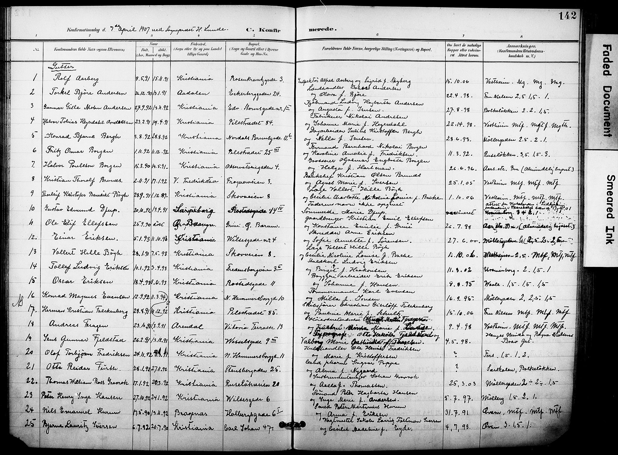Trefoldighet prestekontor Kirkebøker, SAO/A-10882/F/Fb/L0004: Parish register (official) no. II 4, 1896-1915, p. 142