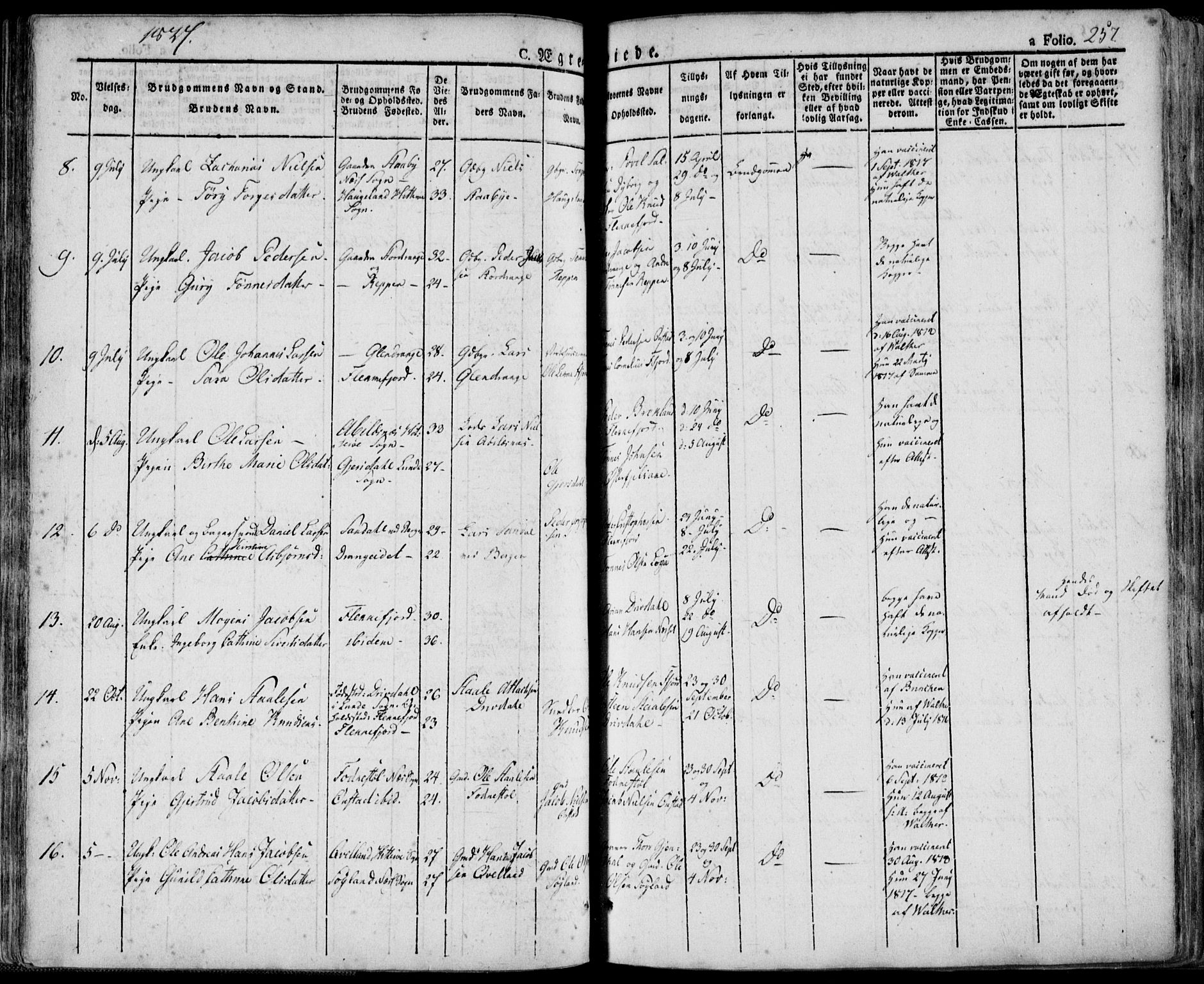 Flekkefjord sokneprestkontor, AV/SAK-1111-0012/F/Fa/Fac/L0003: Parish register (official) no. A 3, 1826-1841, p. 257