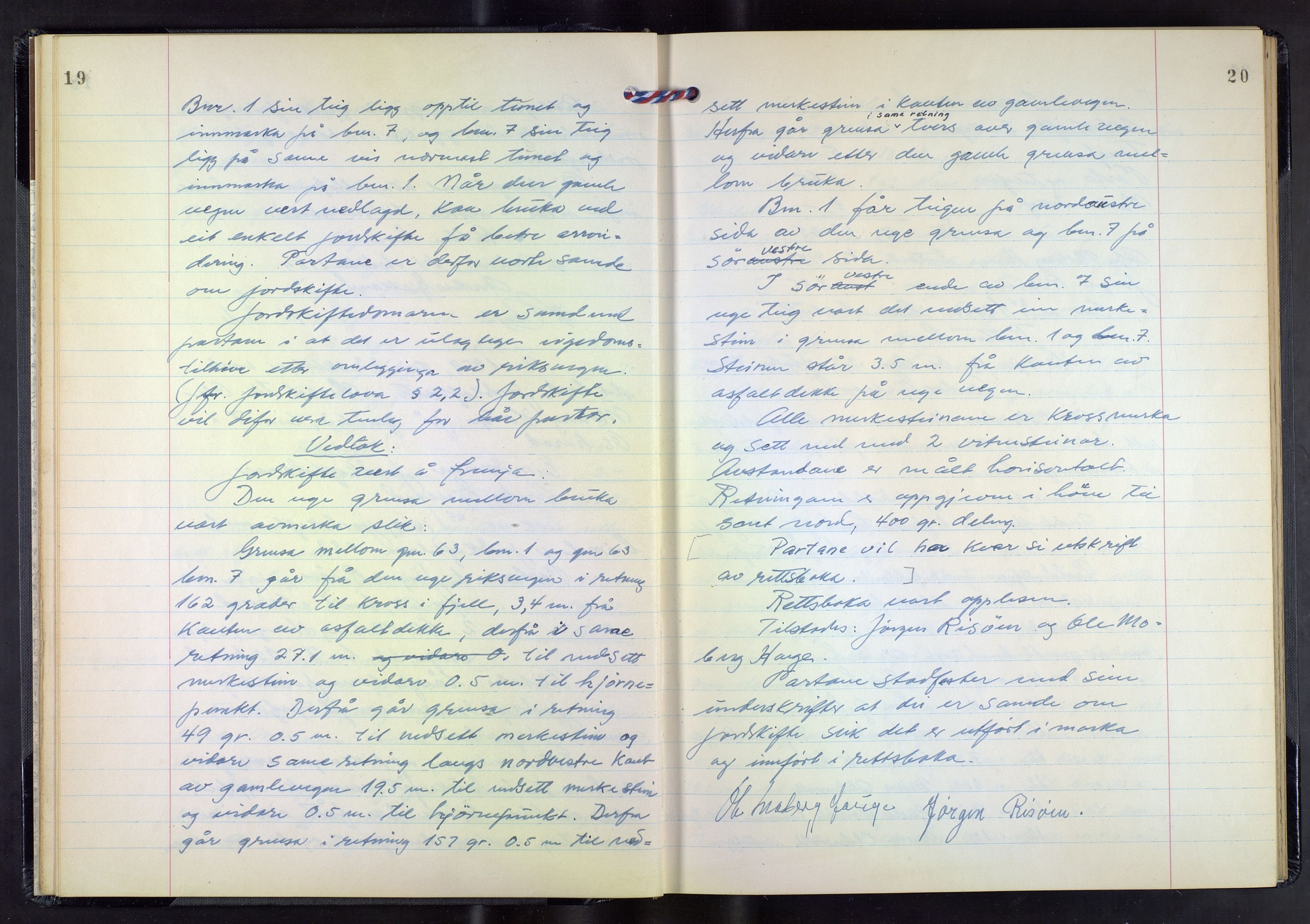 Hordaland jordskiftedøme - III Midhordland jordskiftedistrikt, AV/SAB-A-7001/A/Aa/L0033: Forhandlingsprotokoll, 1959-1962, p. 19-20