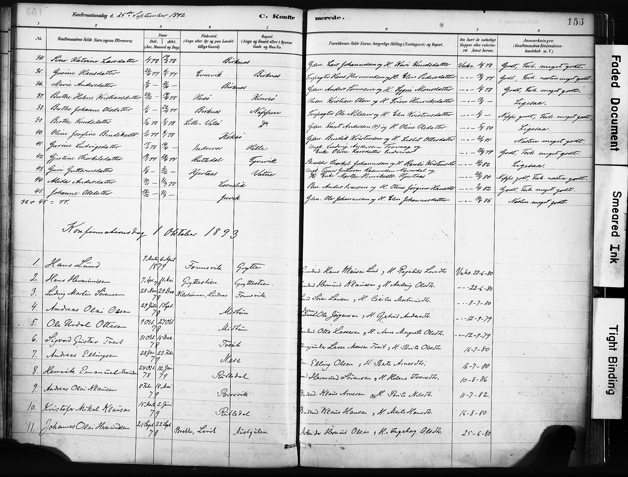 Gulen sokneprestembete, SAB/A-80201/H/Haa/Haab/L0001: Parish register (official) no. B 1, 1881-1905, p. 156