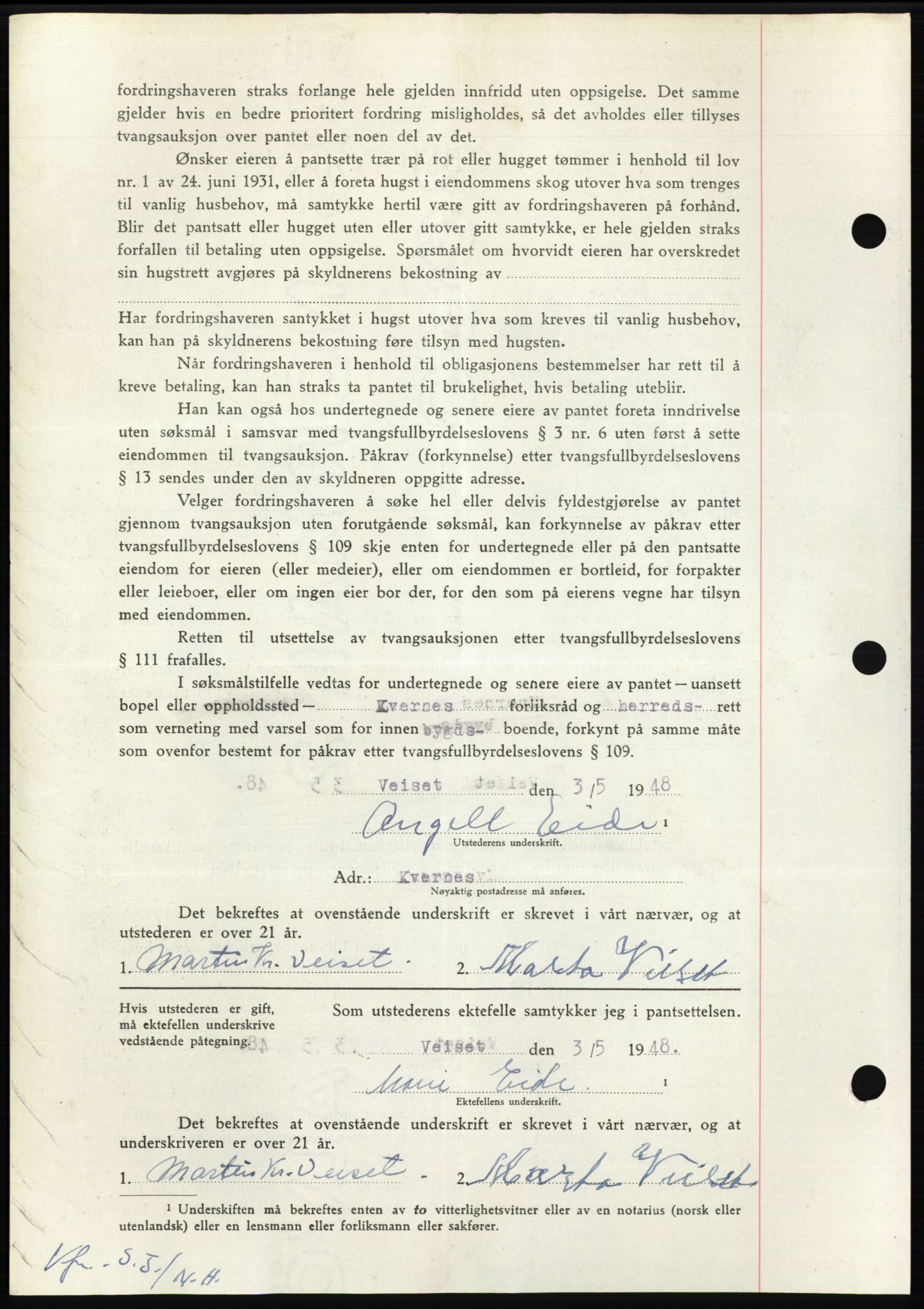 Nordmøre sorenskriveri, AV/SAT-A-4132/1/2/2Ca: Mortgage book no. B98, 1948-1948, Diary no: : 1231/1948