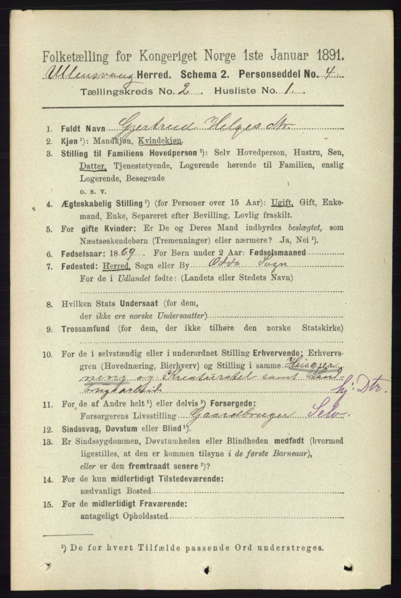 RA, 1891 census for 1230 Ullensvang, 1891, p. 324