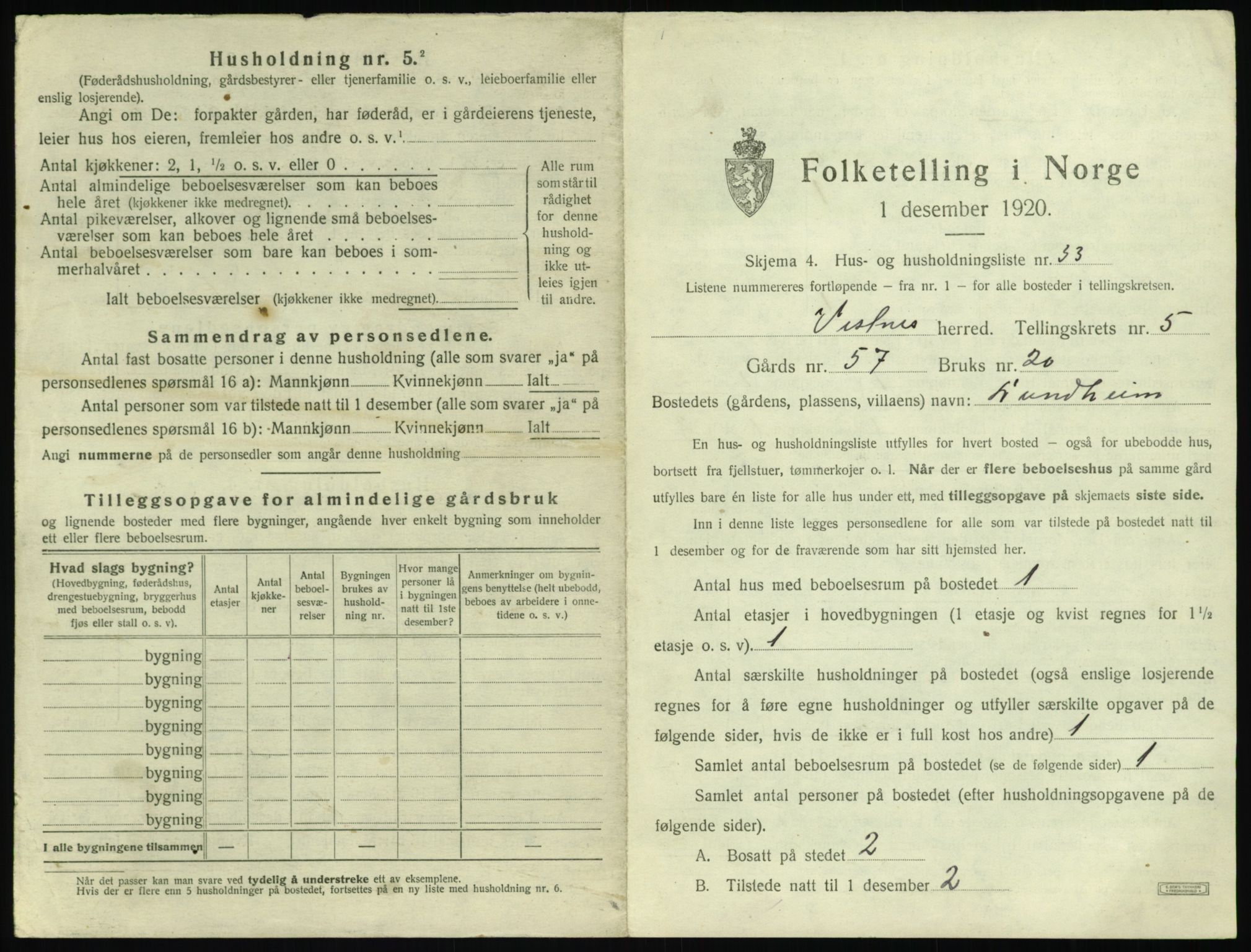 SAT, 1920 census for Vestnes, 1920, p. 643