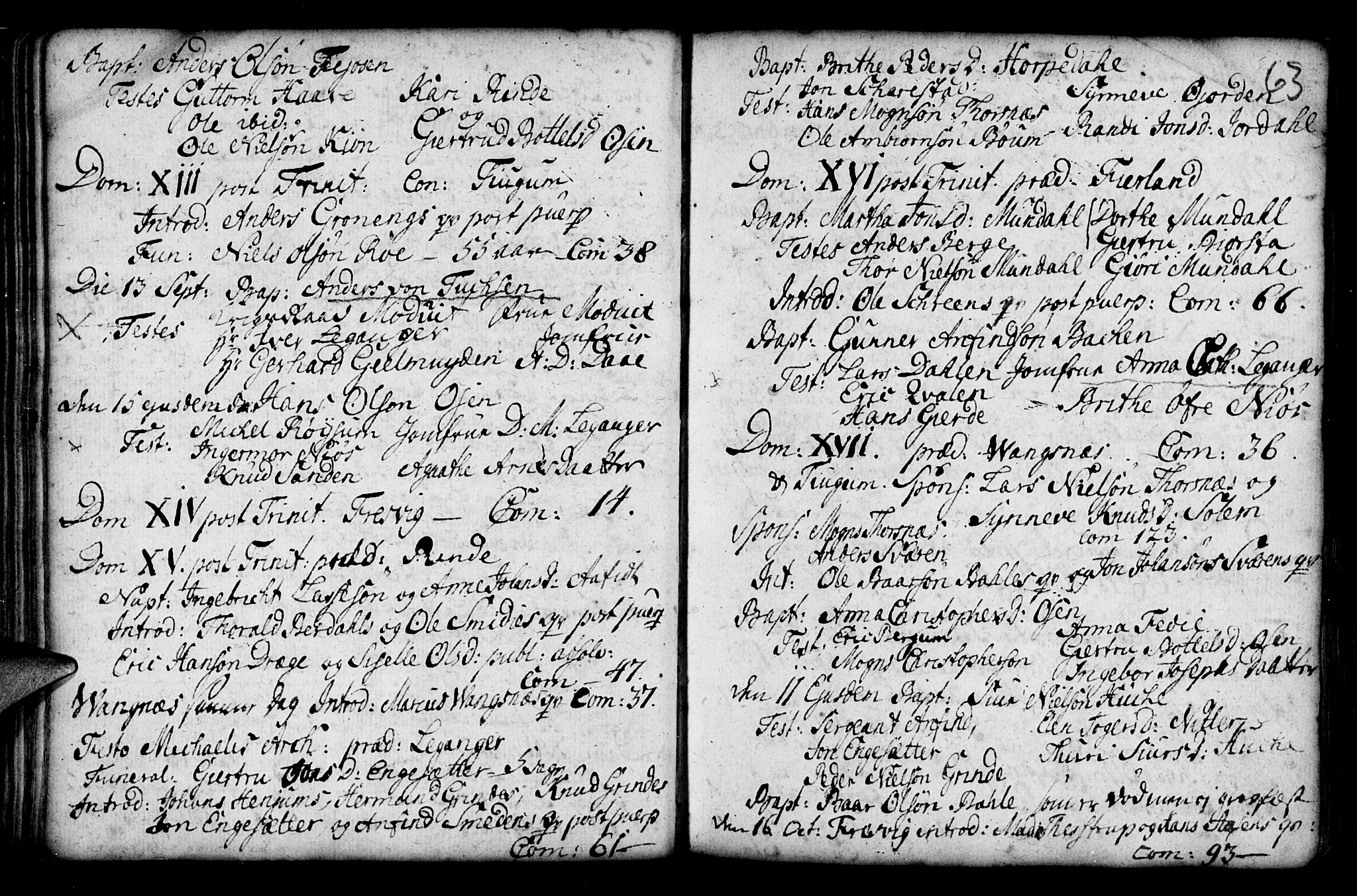 Leikanger sokneprestembete, AV/SAB-A-81001/H/Haa/Haaa/L0002: Parish register (official) no. A 2, 1735-1756, p. 63